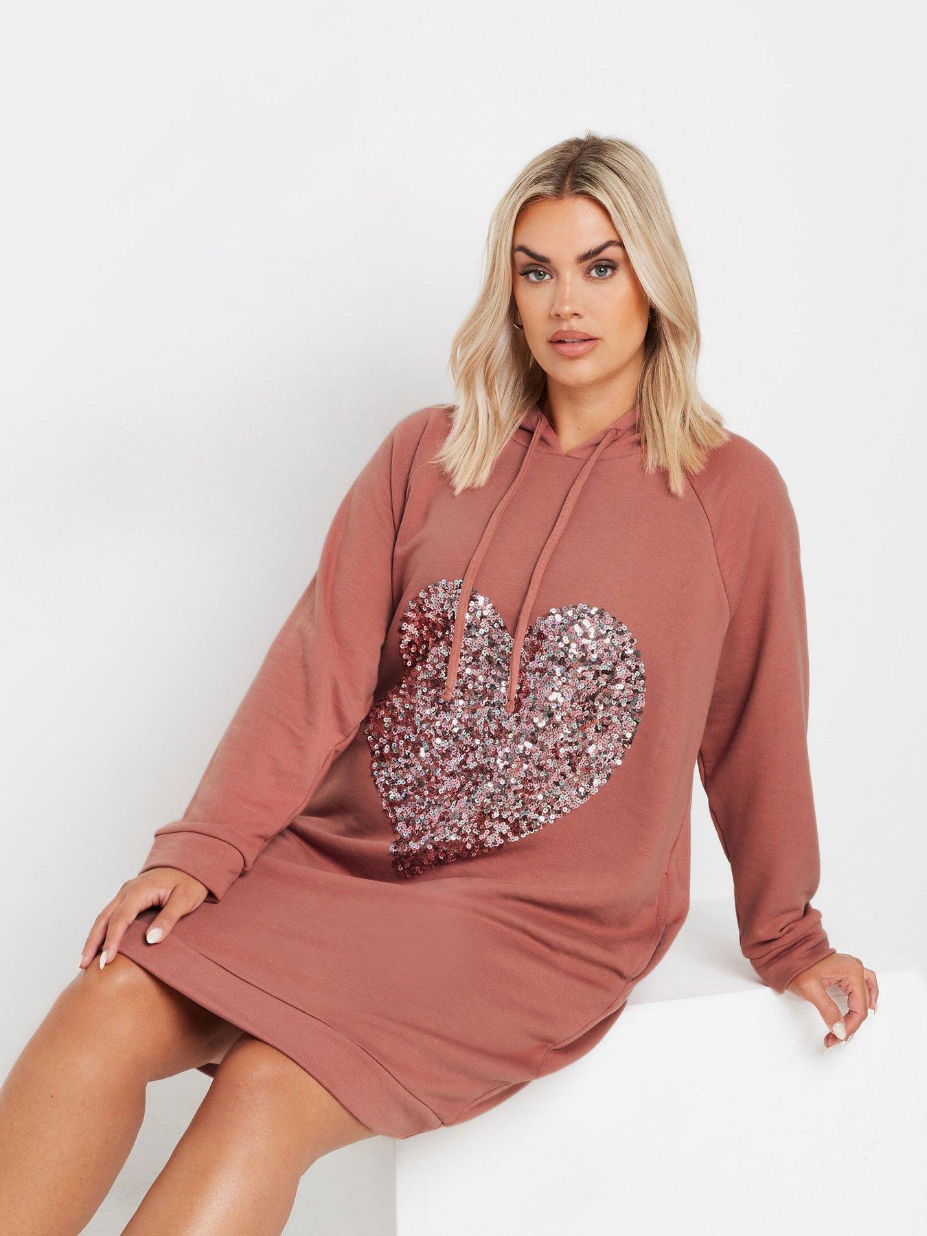 yours-curve-heart-embellished-hoodie-dress-pinkback