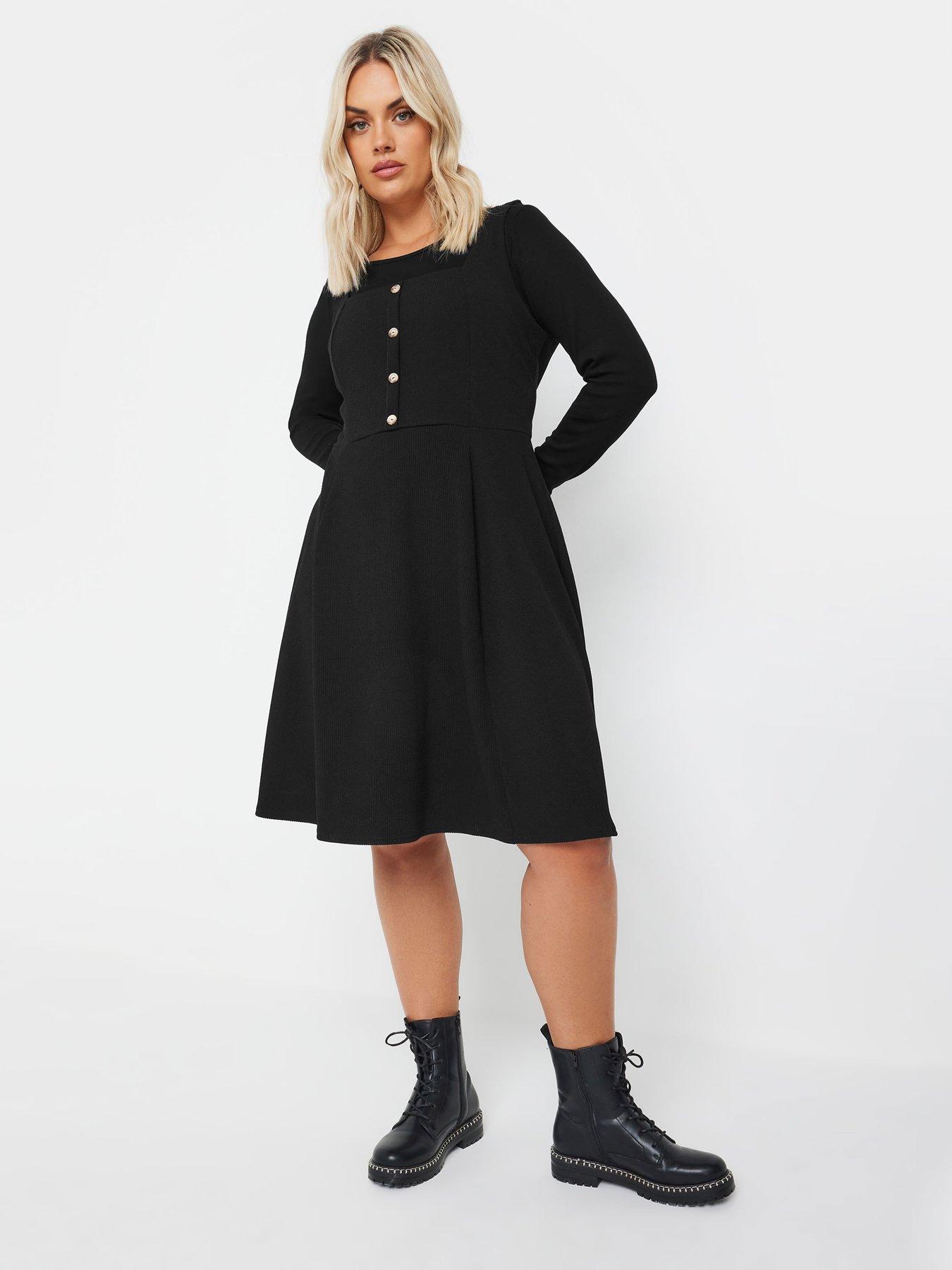 yours-curve-ribbed-pinafore-dress-blackback