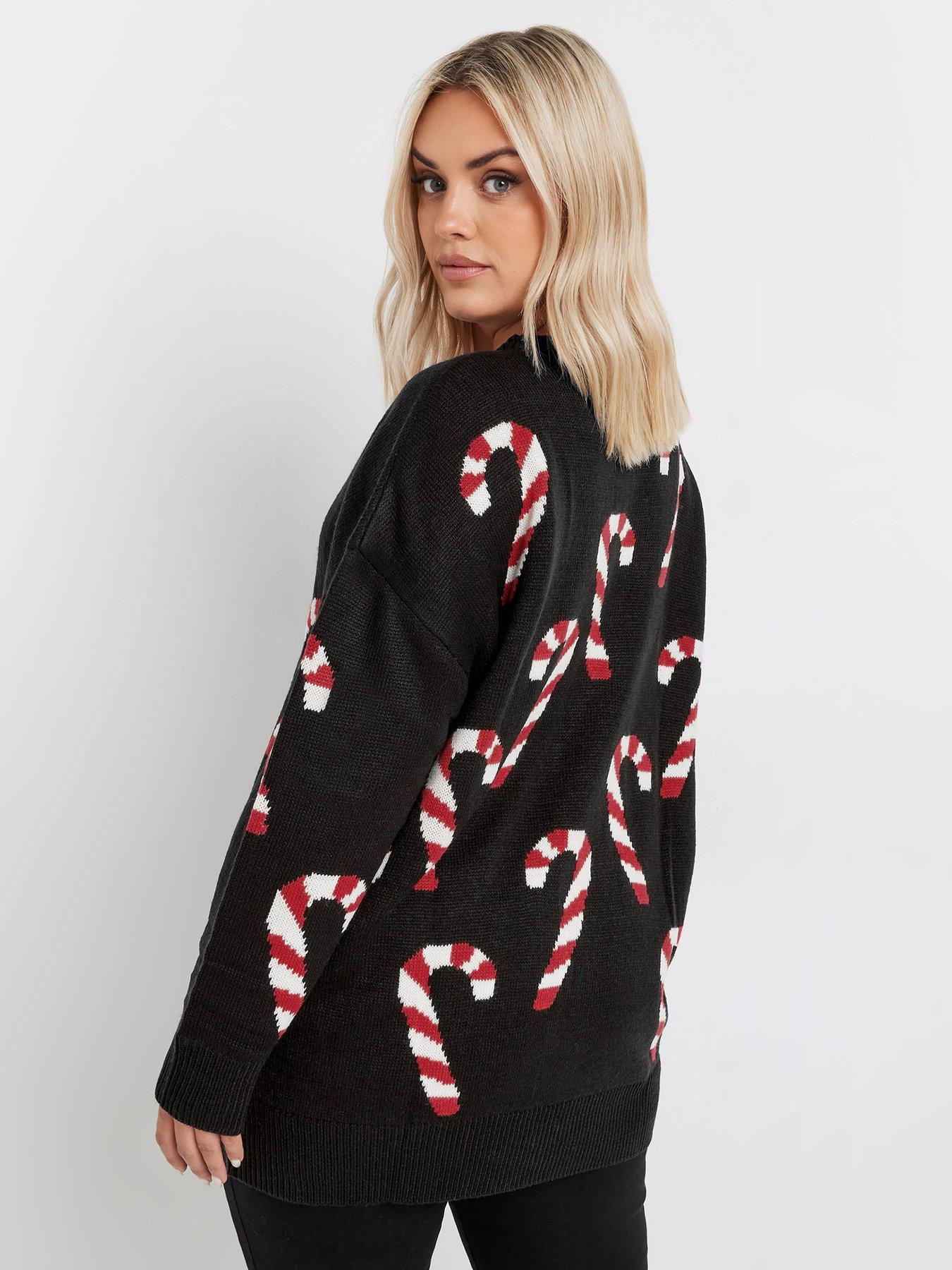 yours-curve-christmas-candy-cane-jumper-blackstillFront