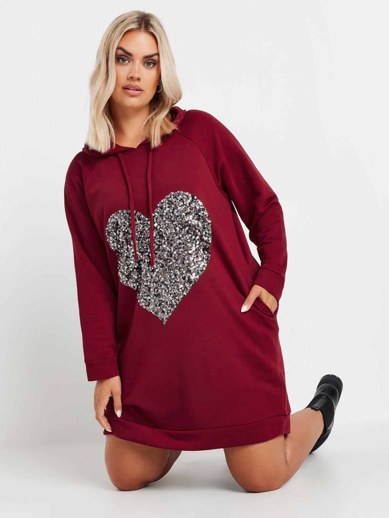 yours-curve-heart-embellished-hoodie-dress-red