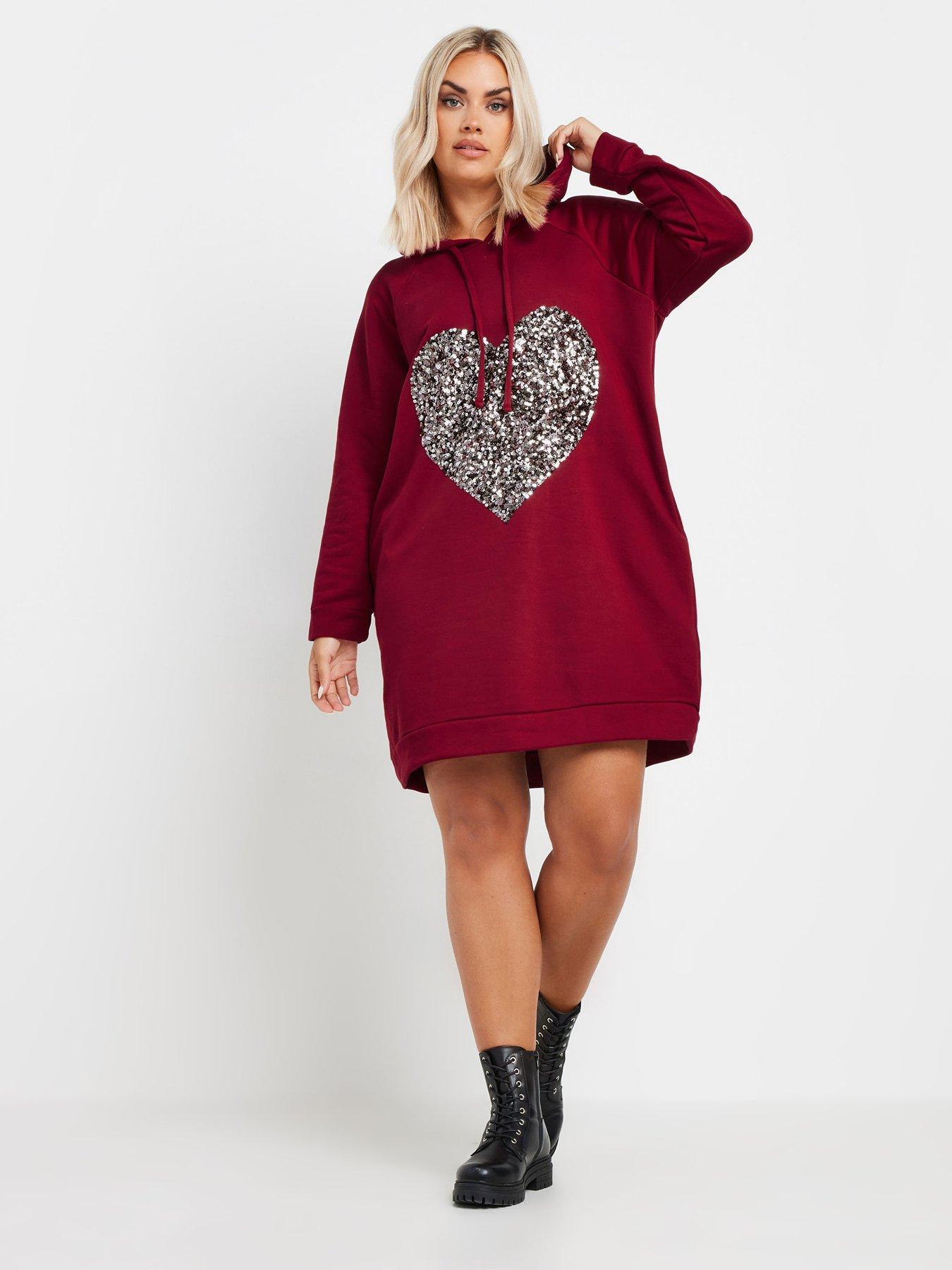 yours-curve-heart-embellished-hoodie-dress-redback