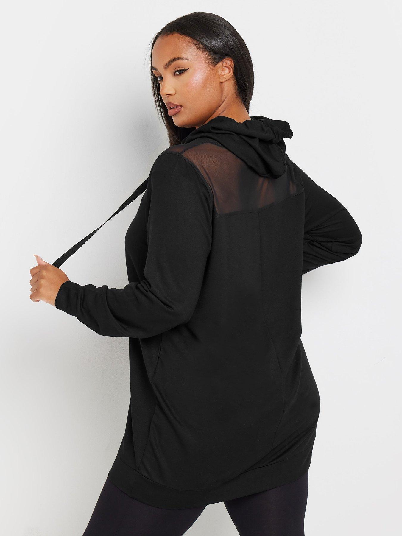 yours-curve-mesh-detailed-hoodie-blackstillFront