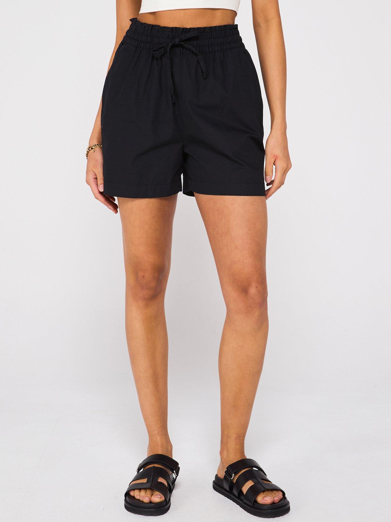V by Very Turn Up Hem Cotton Shorts - Black