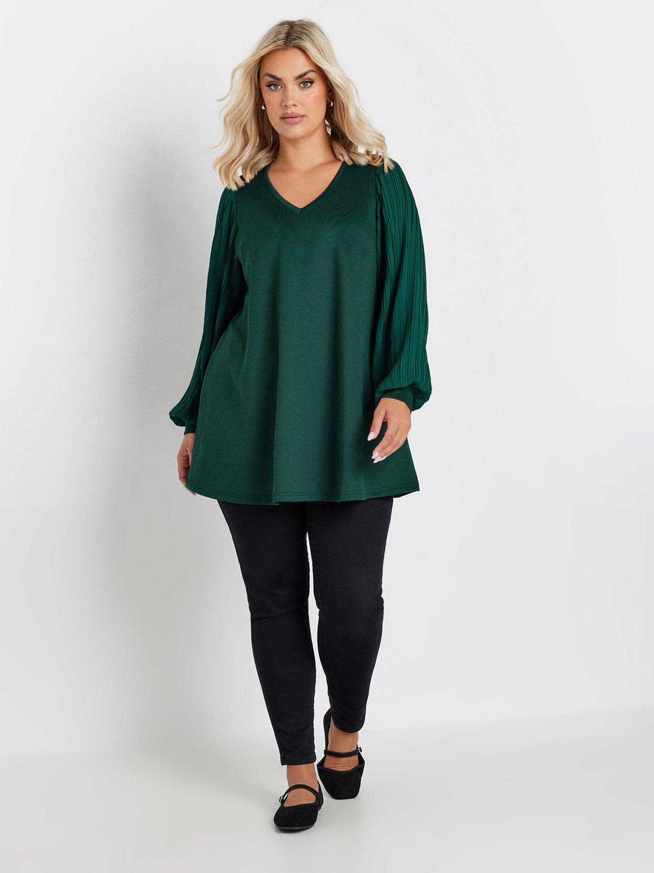 yours-curve-pleated-sleeve-v-neck-topback