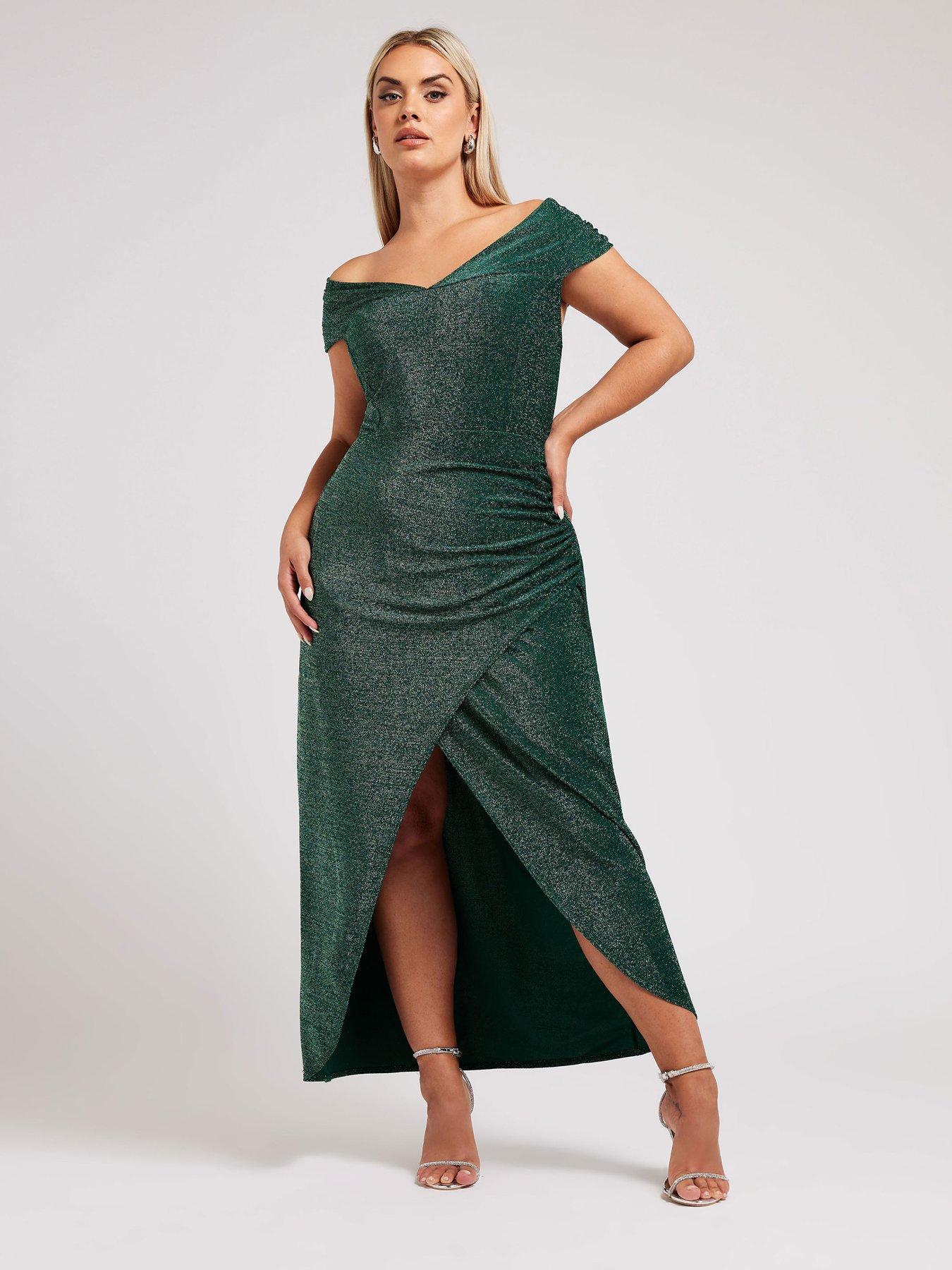 yours-curve-metallic-bardot-gathered-wrap-dressback