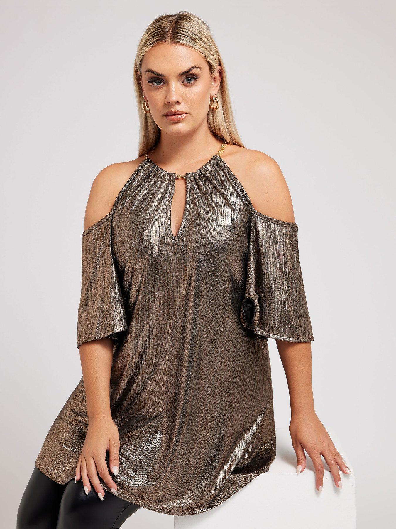 Yours Curve Foil Chain Detail Top - Gold