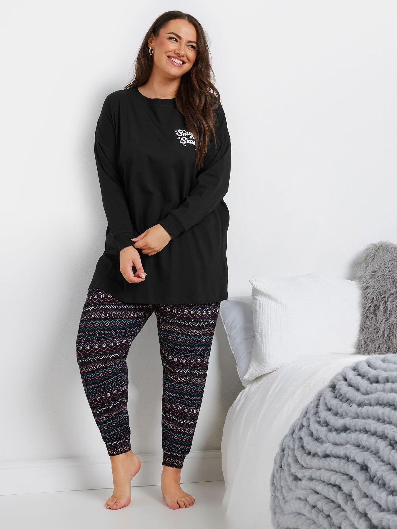 yours-curve-snuggle-fairisle-long-sleeve-pj-set-black