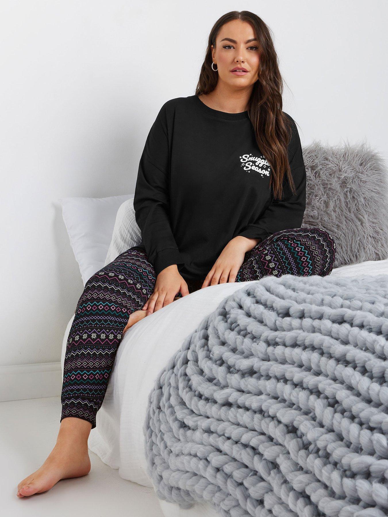 yours-curve-snuggle-fairisle-long-sleeve-pj-set-blackback