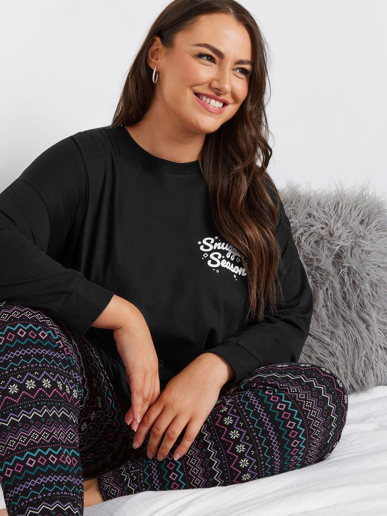 yours-curve-snuggle-fairisle-long-sleeve-pj-set-blackoutfit