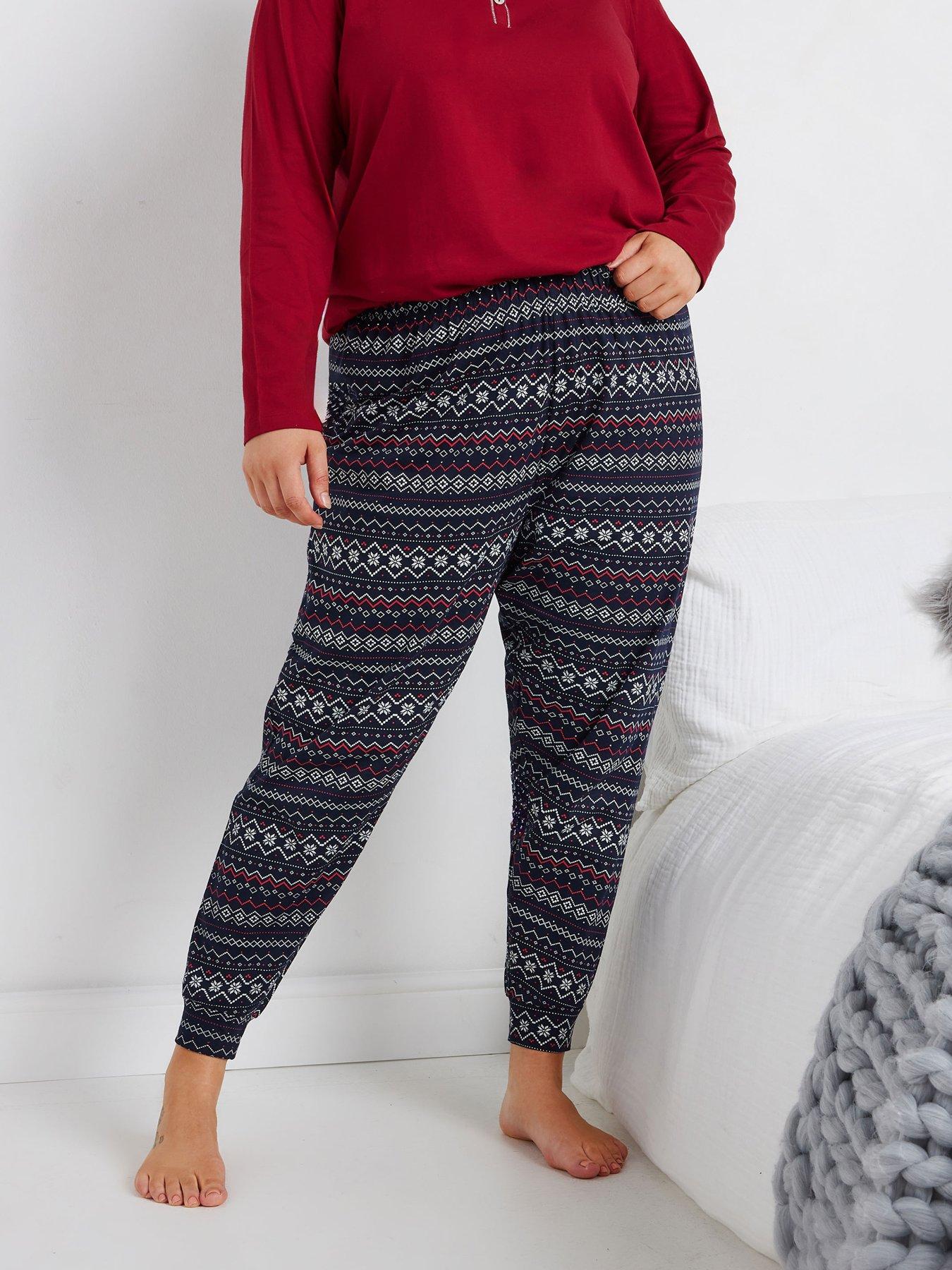 yours-curve-fairisle-cuffed-pj-pant-blue