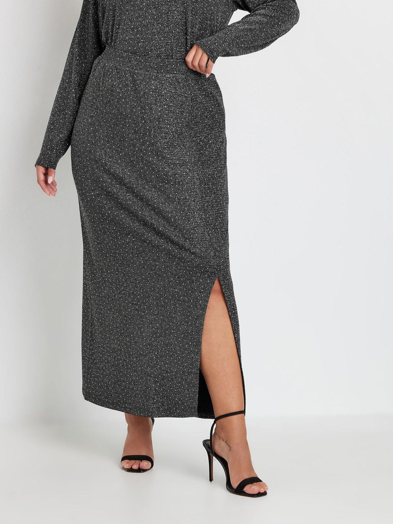 yours-curve-heat-seal-side-split-skirt-silver