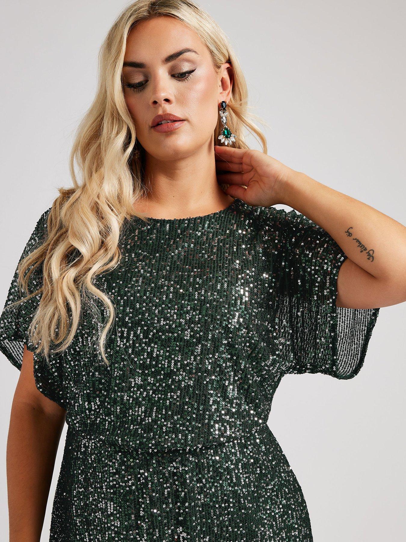 yours-curve-sequin-peplum-top-greenoutfit