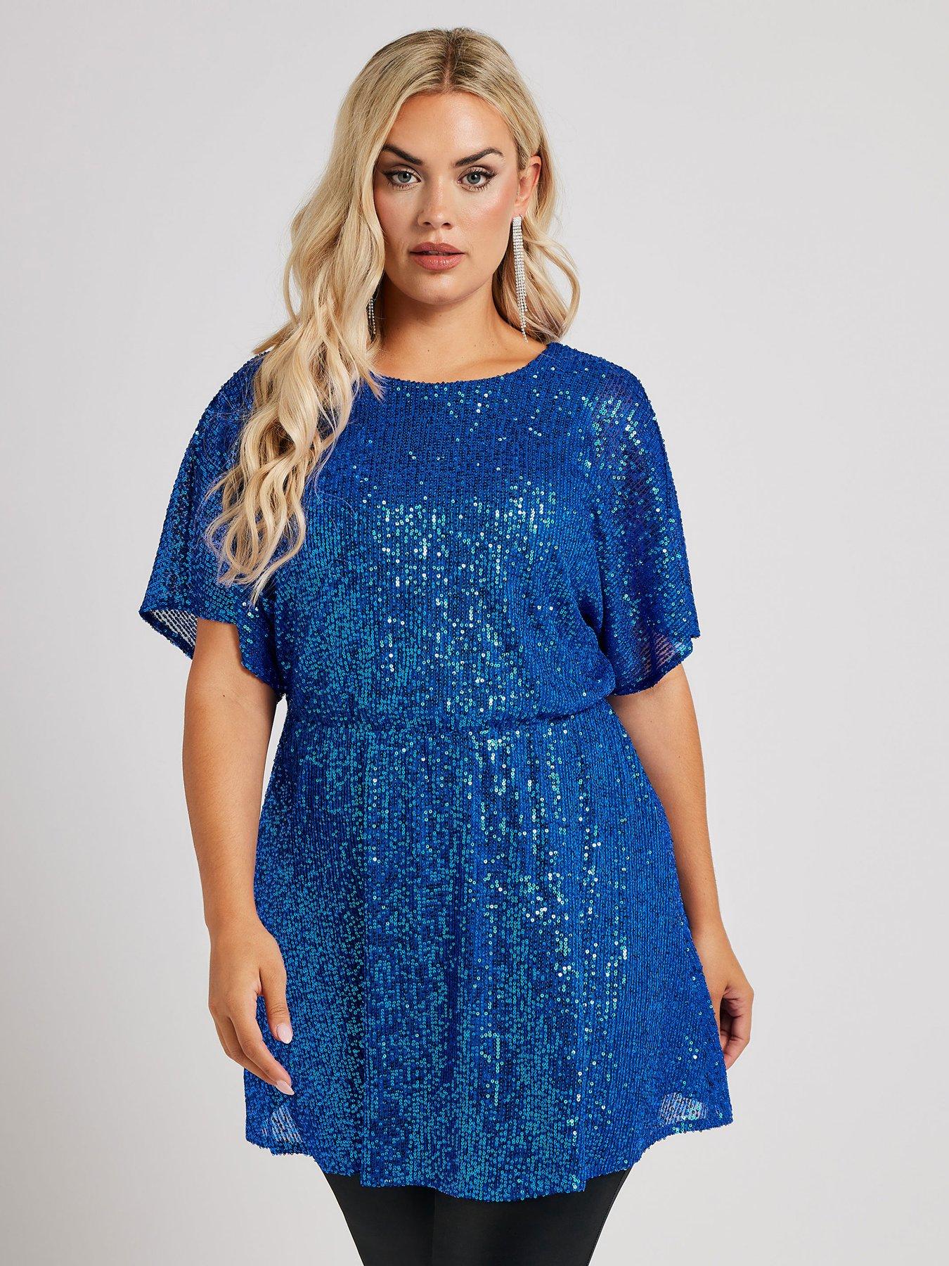 yours-curve-sequin-peplum-top-blue