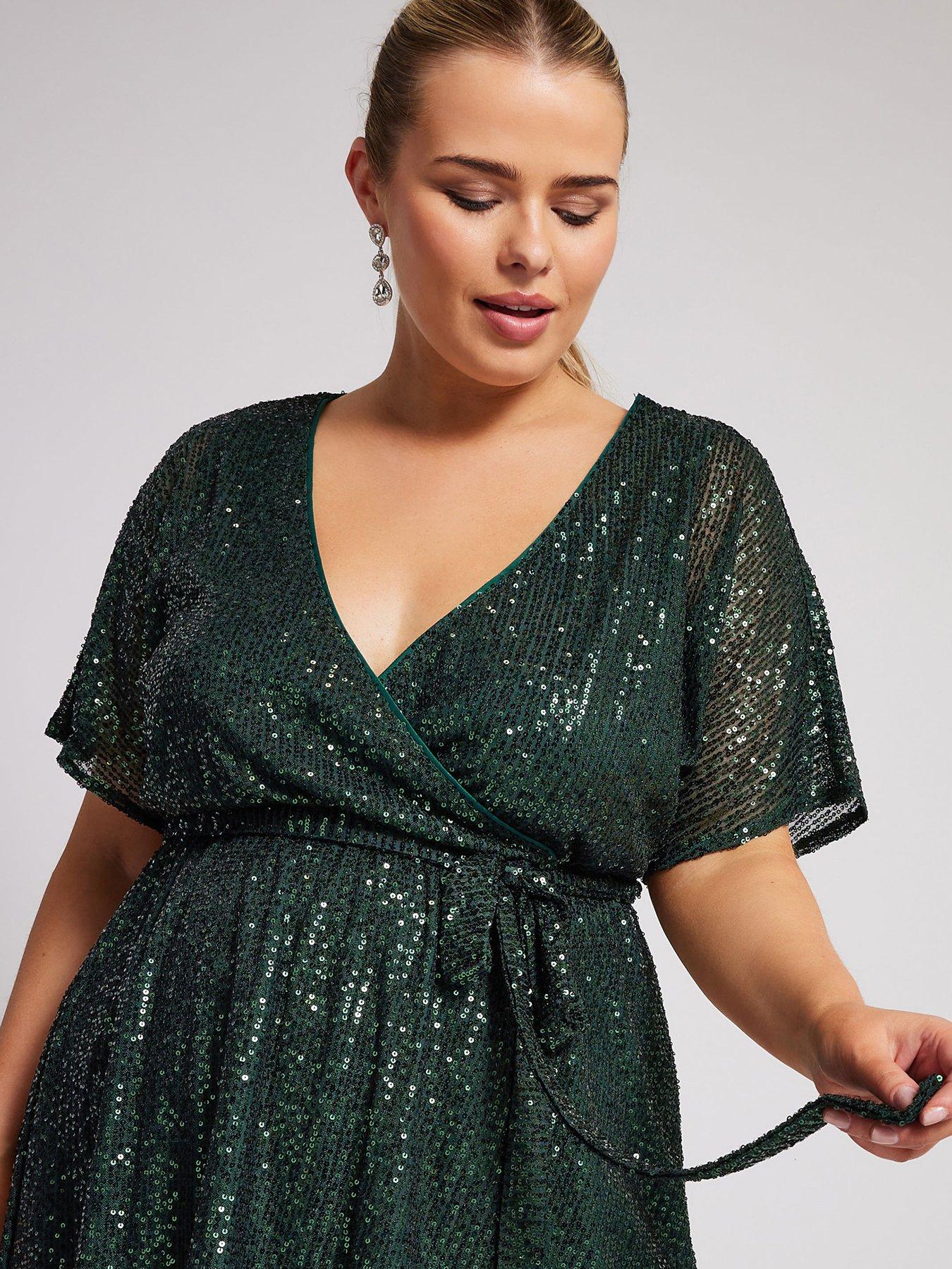 yours-curve-sequin-wrap-top-greenoutfit