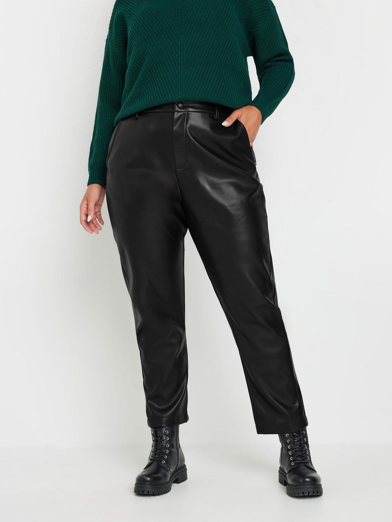 yours-curve-pu-straight-leg-trouser-blackfront