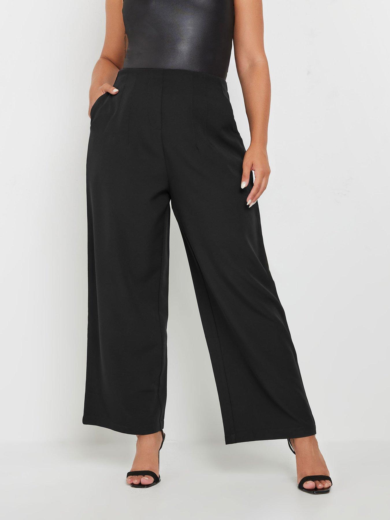 yours-curve-darted-waist-wide-leg-trouser-black