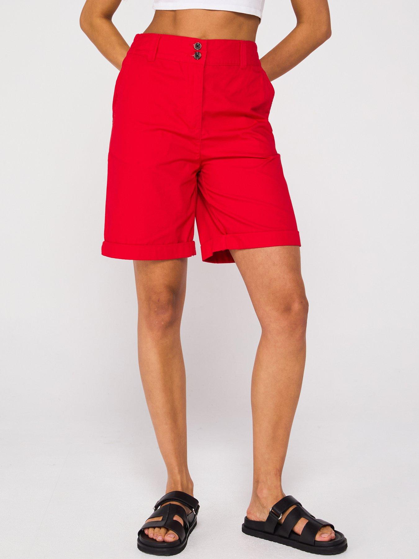 Everyday Poplin Longline Shorts - Washed Red