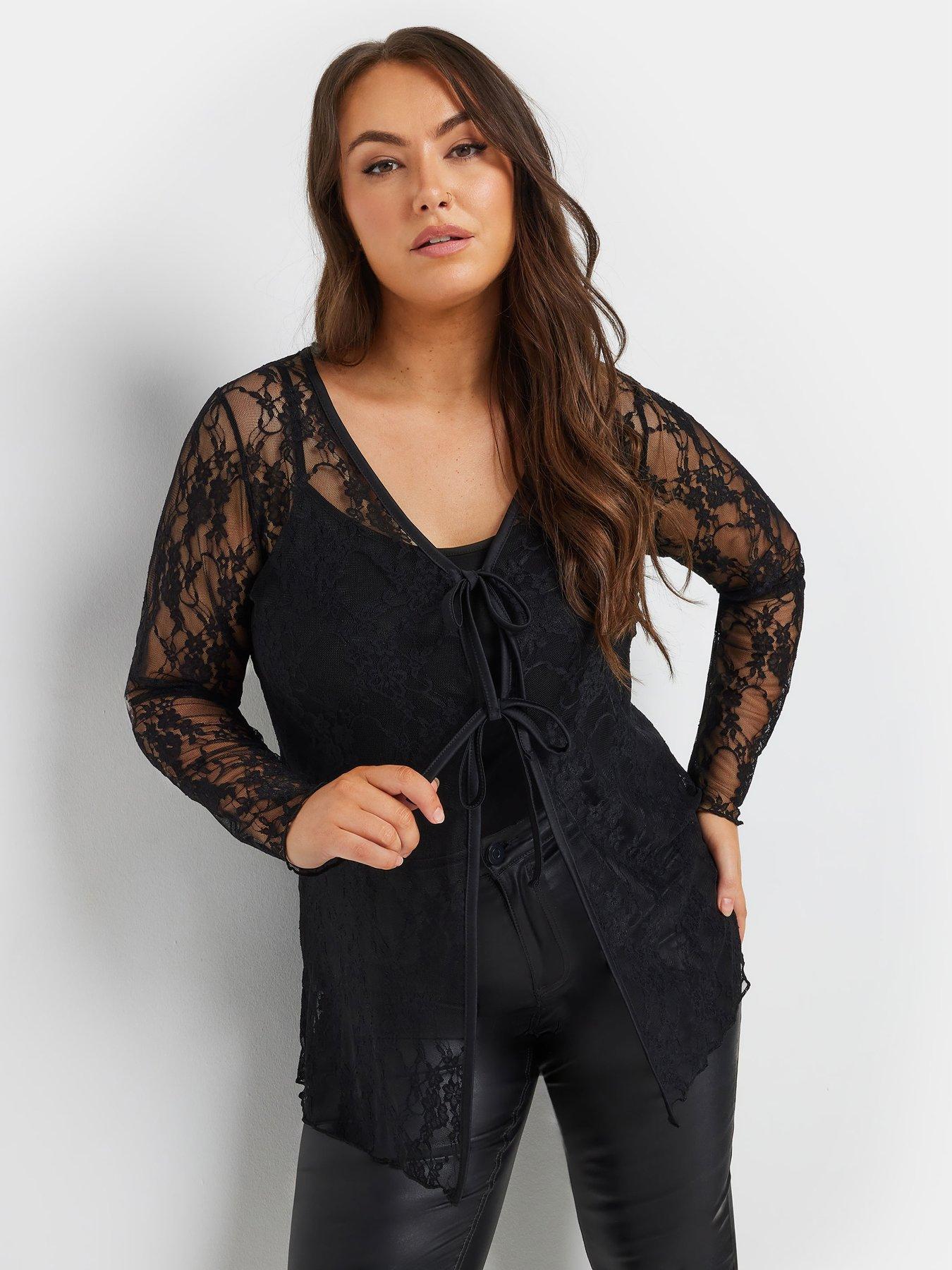 yours-curve-lace-tie-front-top-black