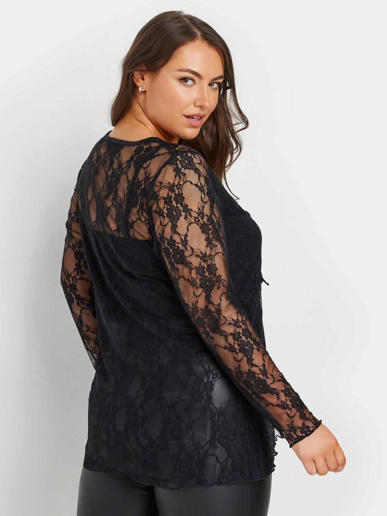 yours-curve-lace-tie-front-top-blackstillFront