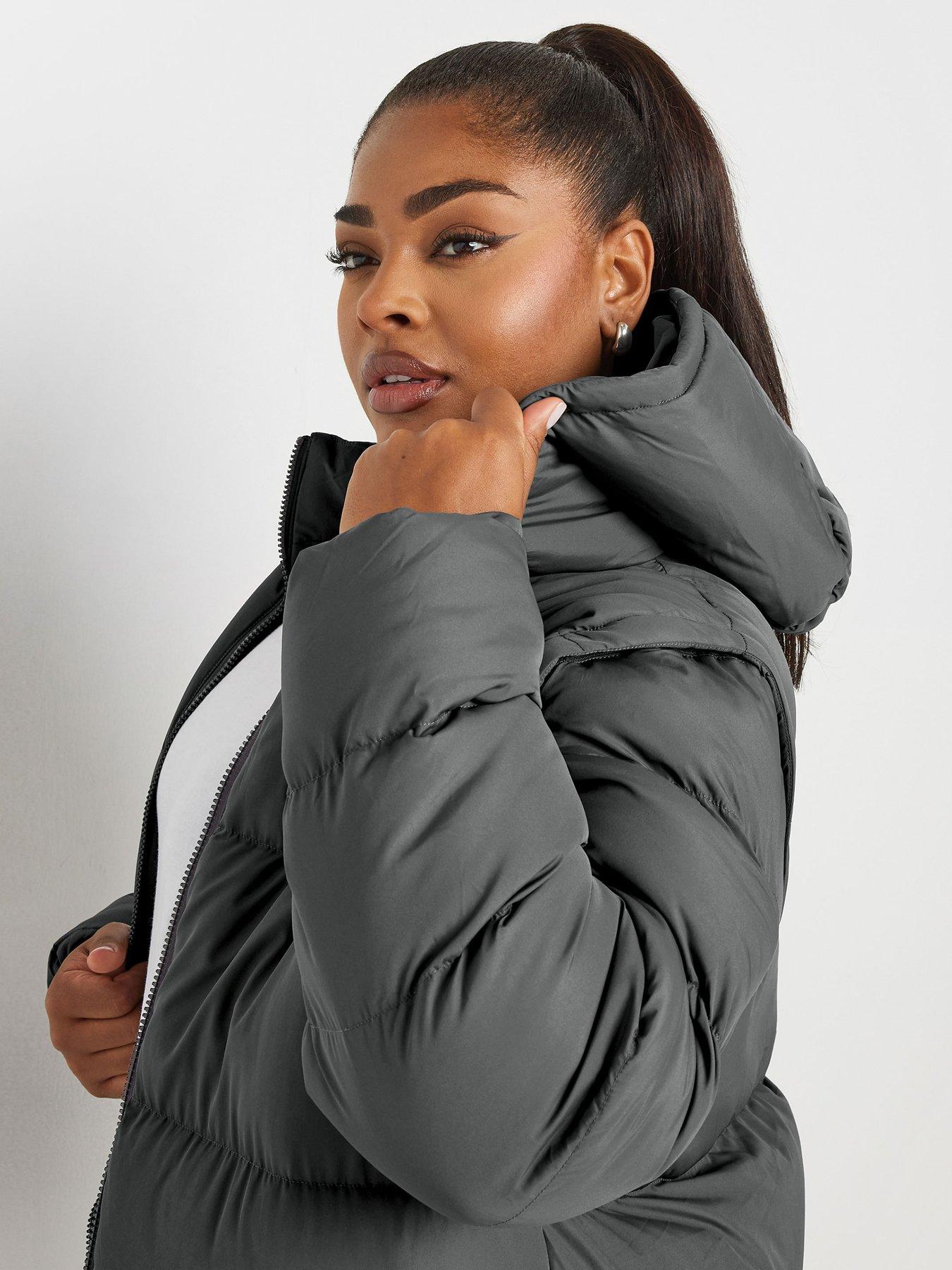 Image 4 of 4 of Yours Curve 2 In 1 Padded Jacket Grey