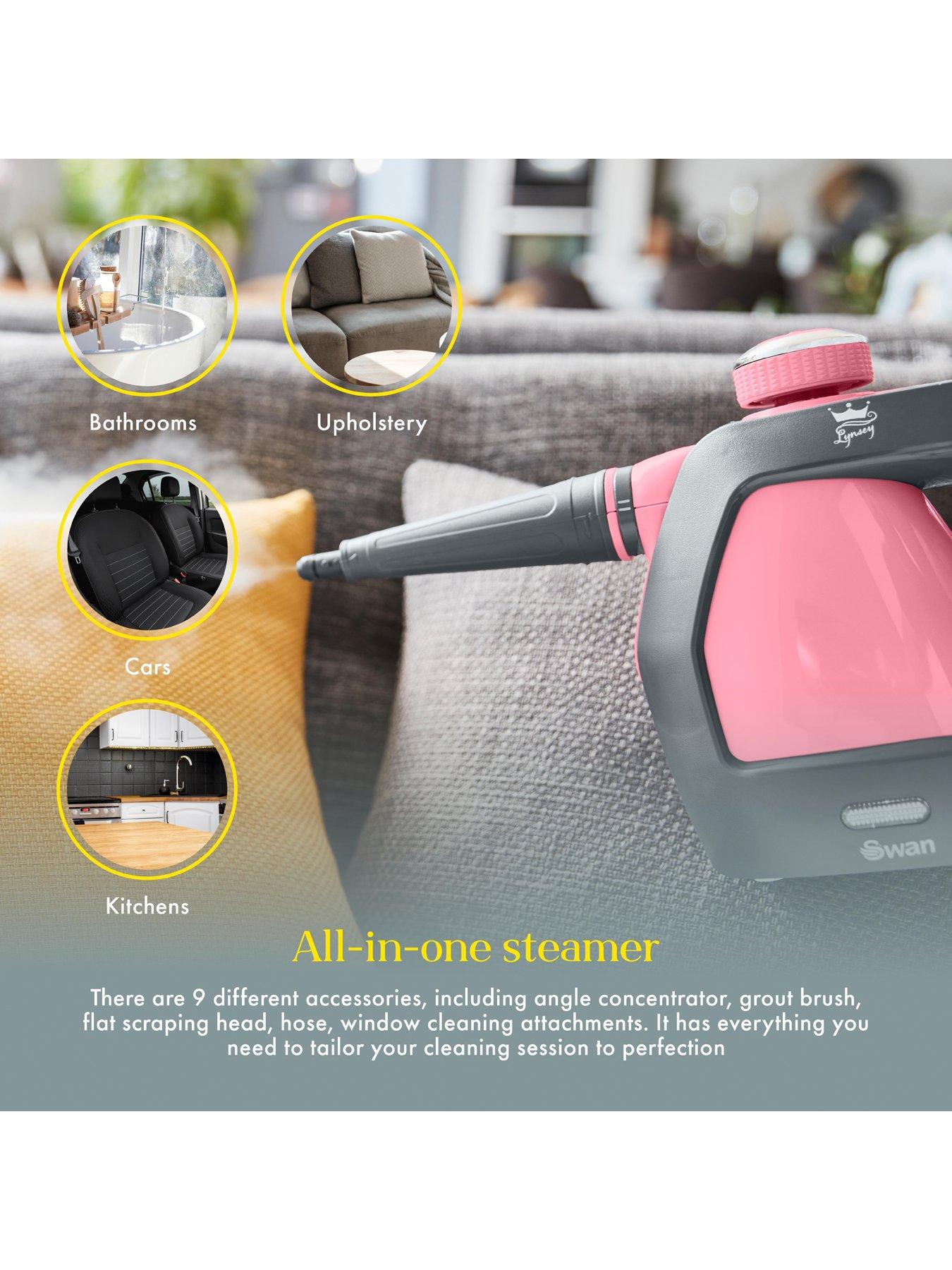 Image 3 of 6 of Swan TV&rsquo;s Queen of Clean Handheld Steam Cleaner with 3 Steam Pressure Settings, 220ml, Pink
