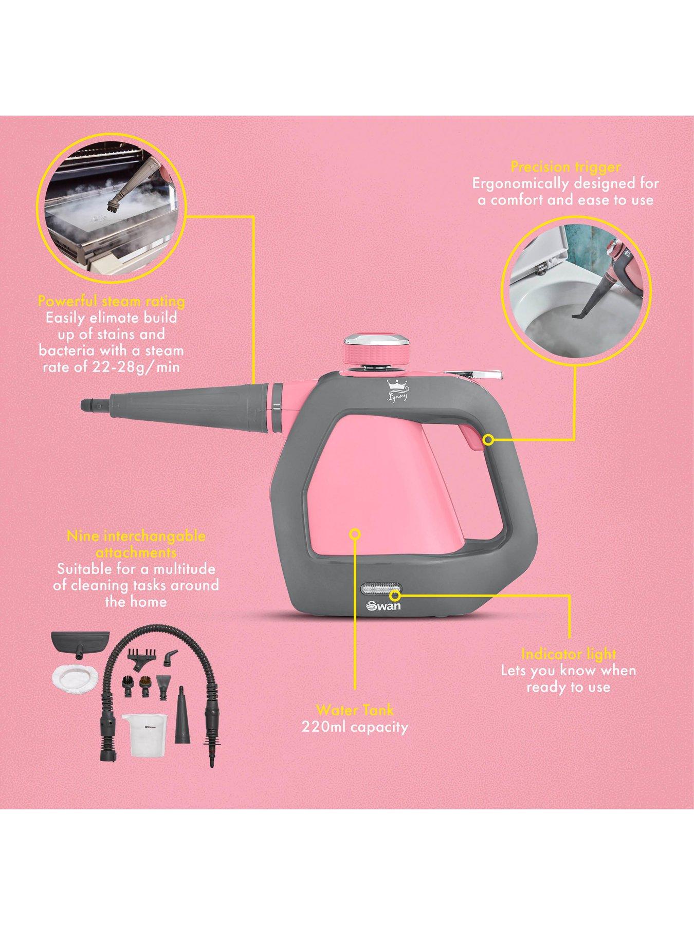 Image 5 of 6 of Swan TV&rsquo;s Queen of Clean Handheld Steam Cleaner with 3 Steam Pressure Settings, 220ml, Pink
