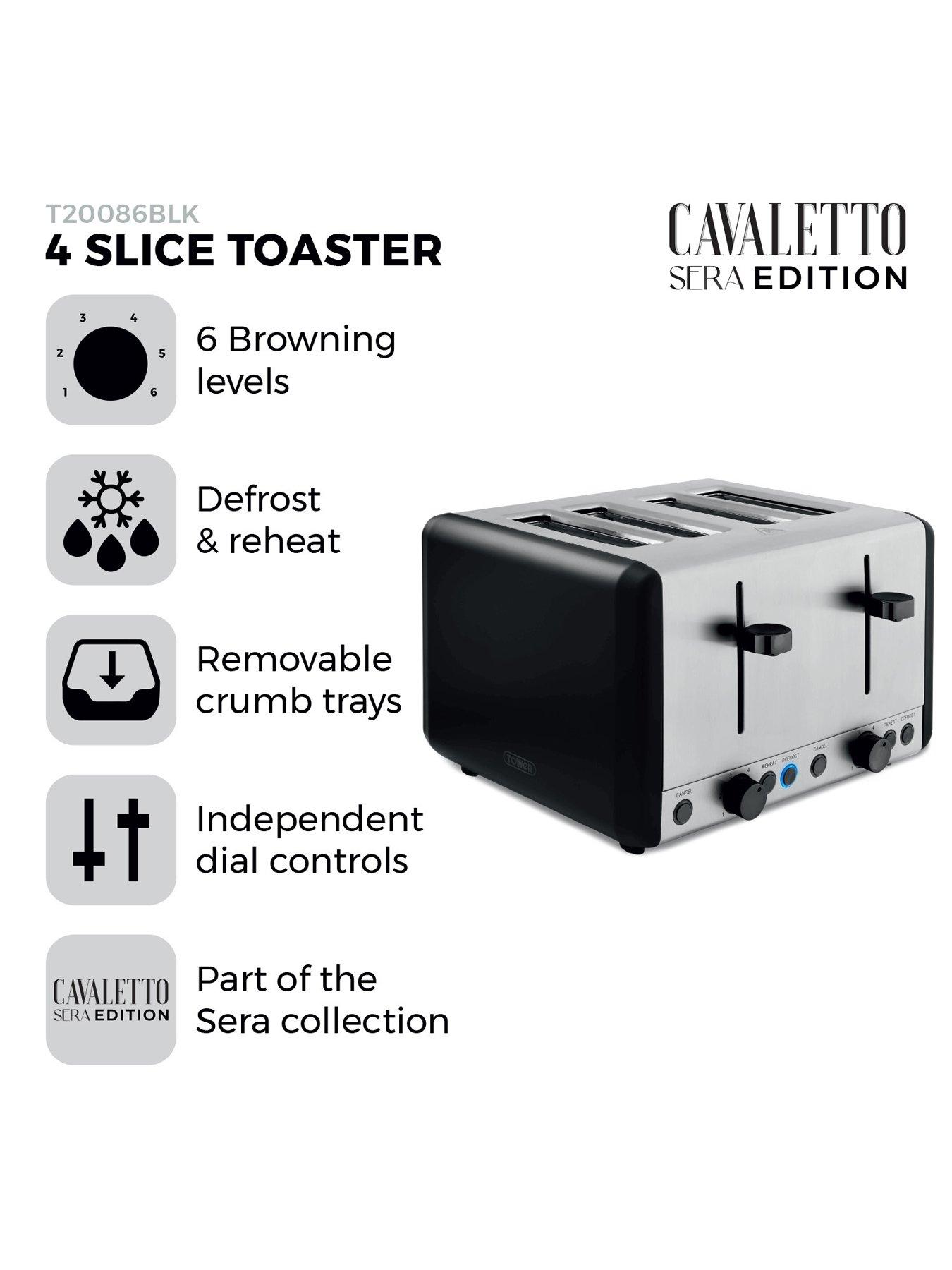 Image 2 of 7 of Tower Sera 4 Slice Toaster Black