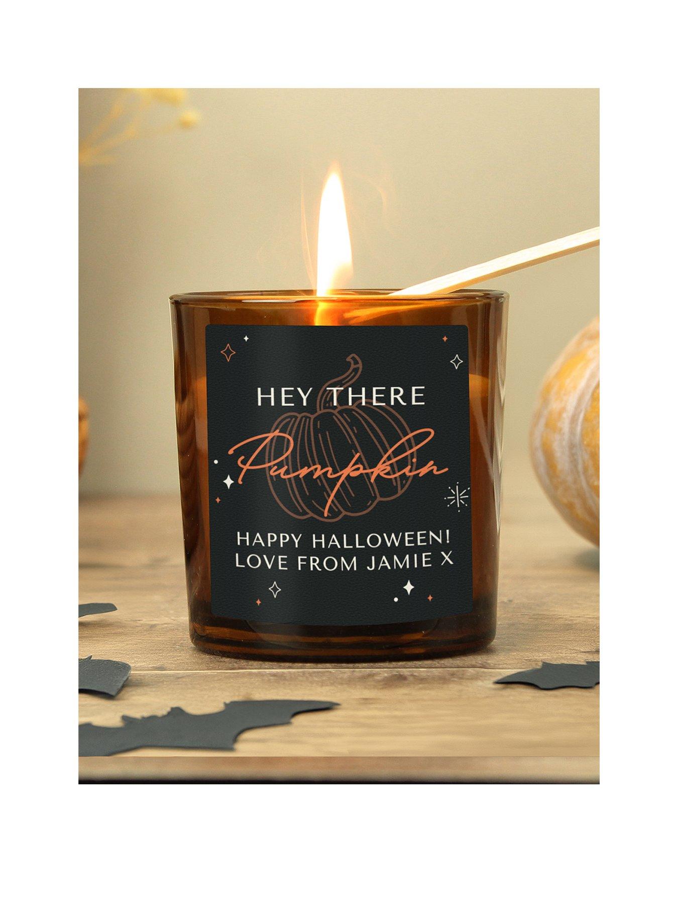 Image 1 of 3 of The Personalised Memento Company Personalised Pumpkin Amber Glass Candle