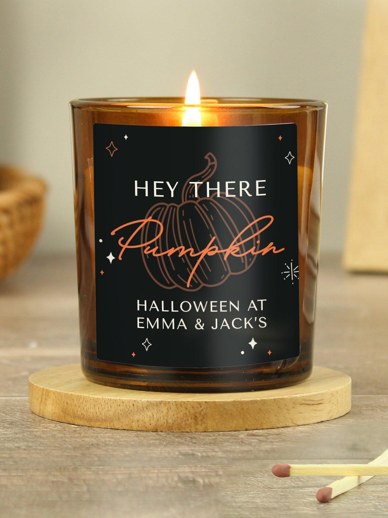 Image 3 of 3 of The Personalised Memento Company Personalised Pumpkin Amber Glass Candle