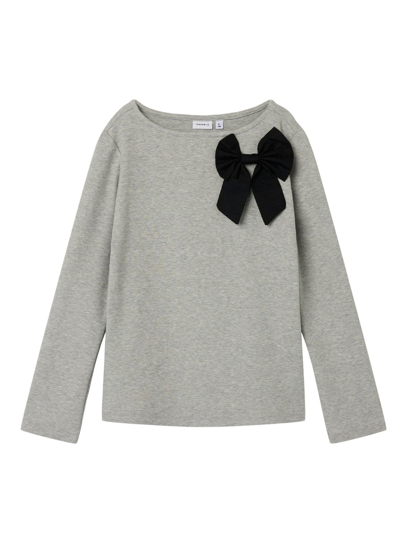 name-it-girls-bow-long-sleeve-tshirt-grey-melangestillFront