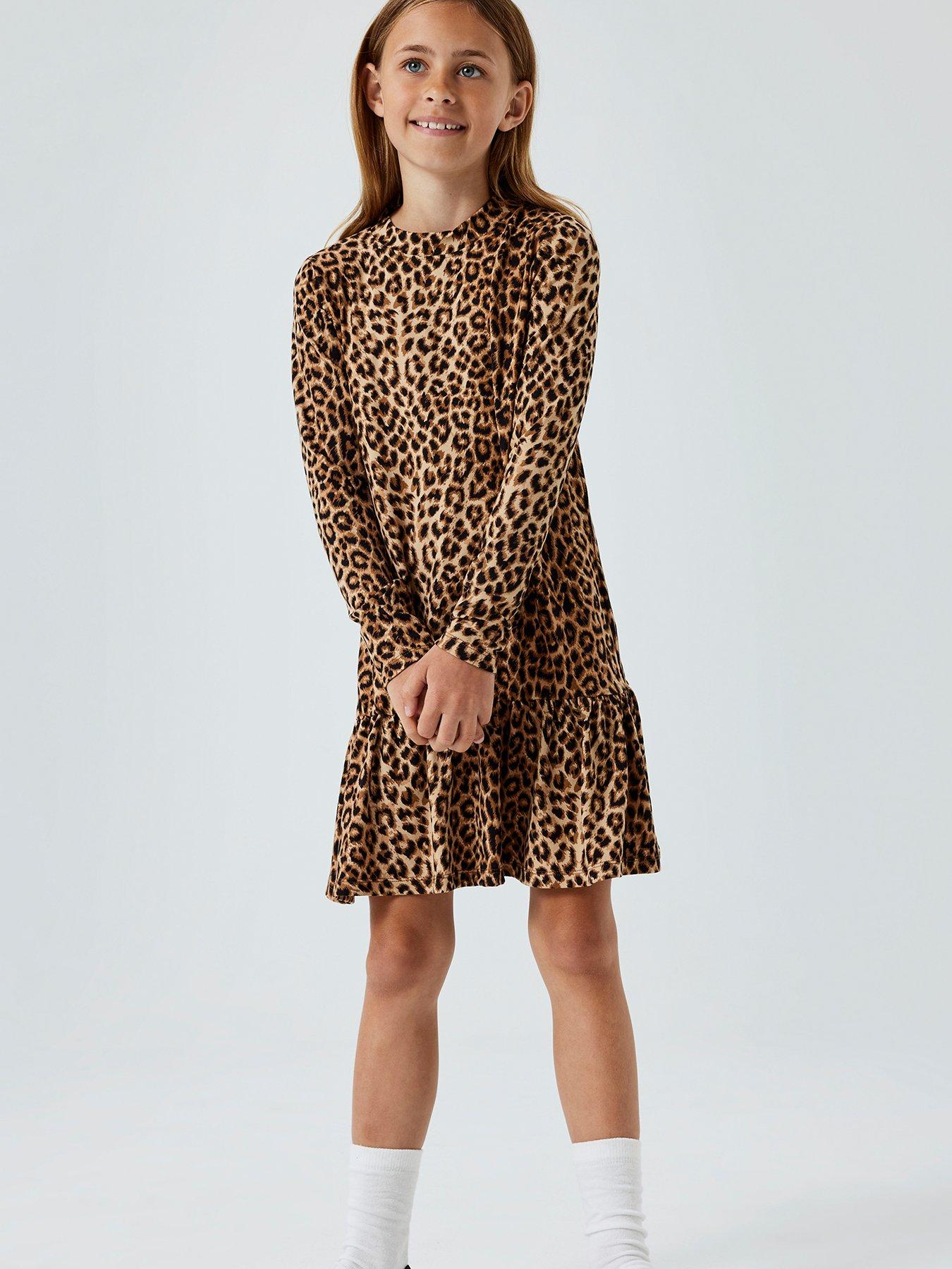 name-it-girls-drop-waist-leopard-print-dress-black