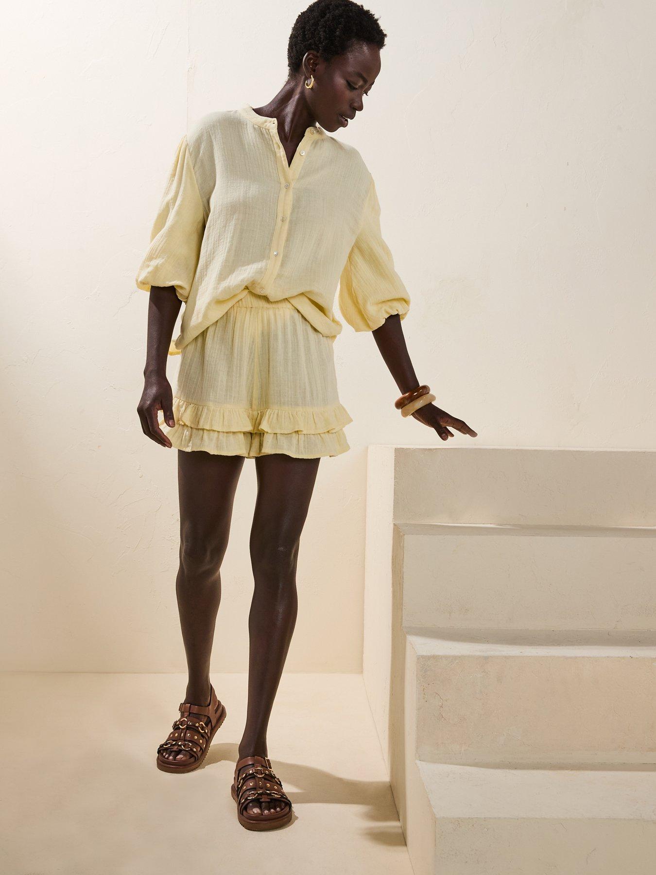Image 6 of 6 of V by Very Crinkle Button Through Co Ord Top - Yellow