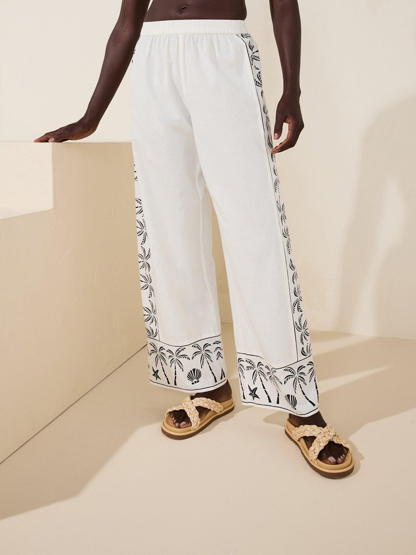 Image of V by Very Border Print Beach Trouser