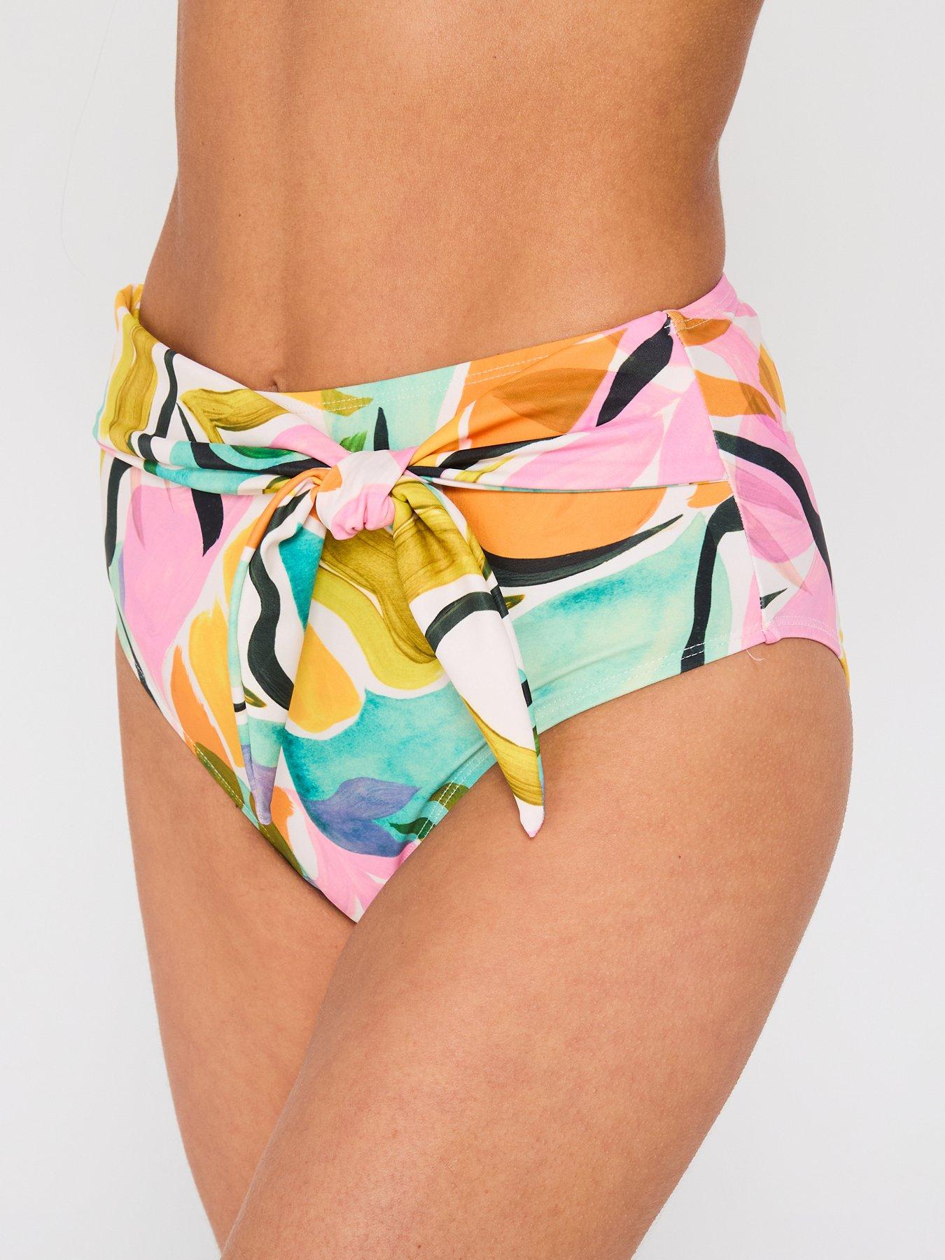 Image 1 of 5 of V by Very Shape Enhancing High Waisted Tie Detail Brief - Print