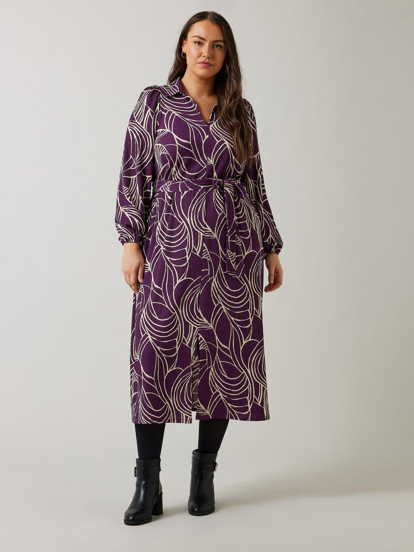 evans-linear-print-jersey-crepe-dress