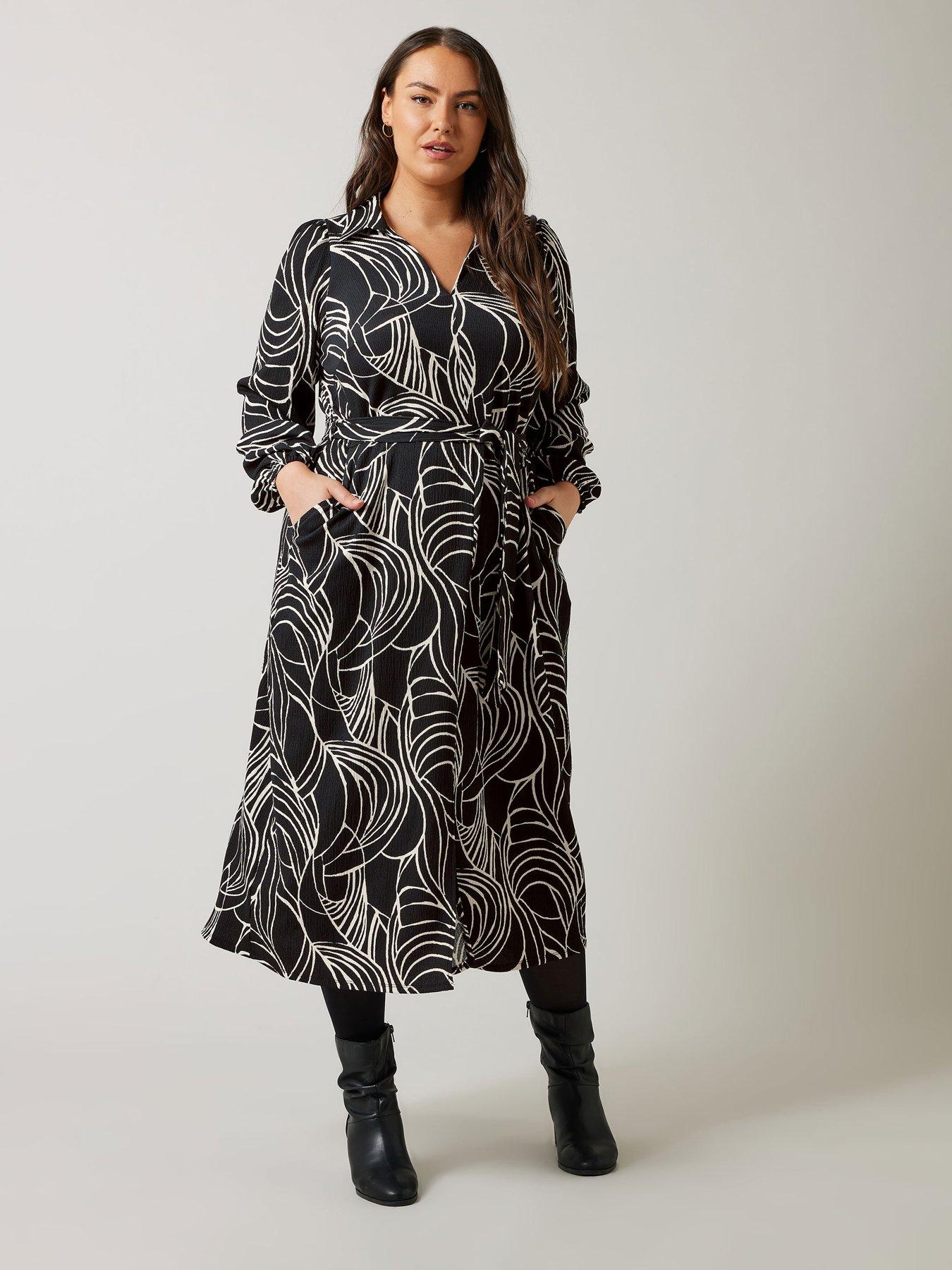 evans-linear-print-jersey-crepe-dress