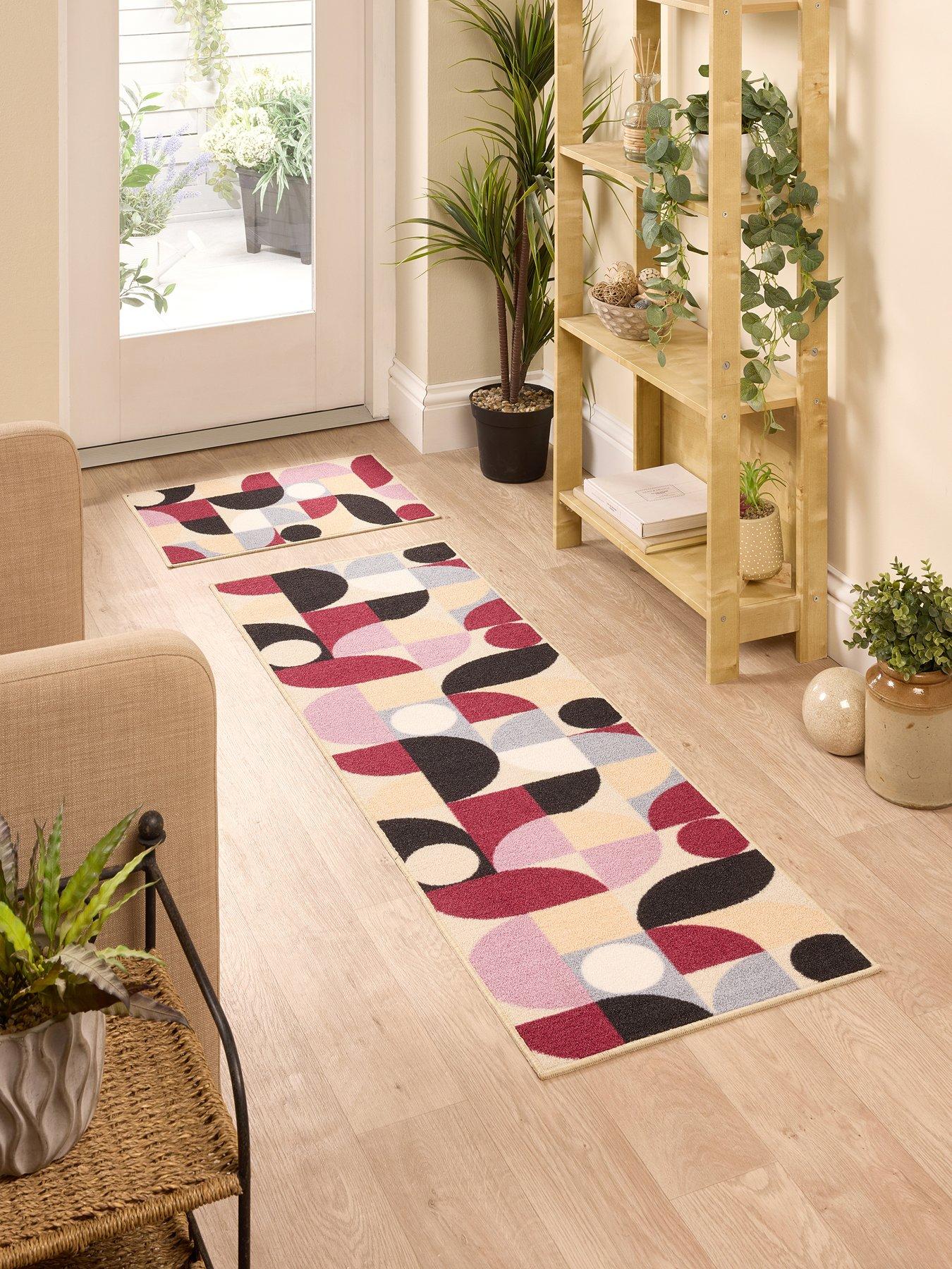 very-home-purple-geo-mat-runner-set