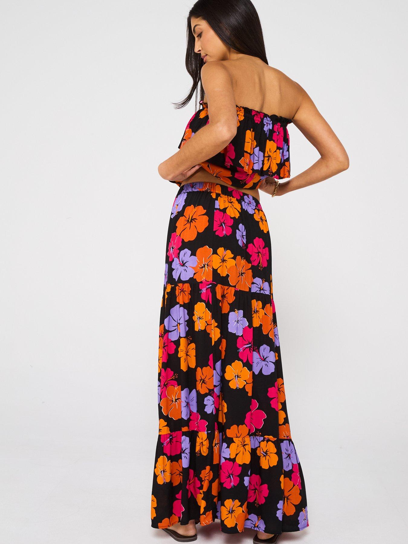Image 2 of 6 of V by Very Tiered Printed Co Ord Beach Skirt - Print