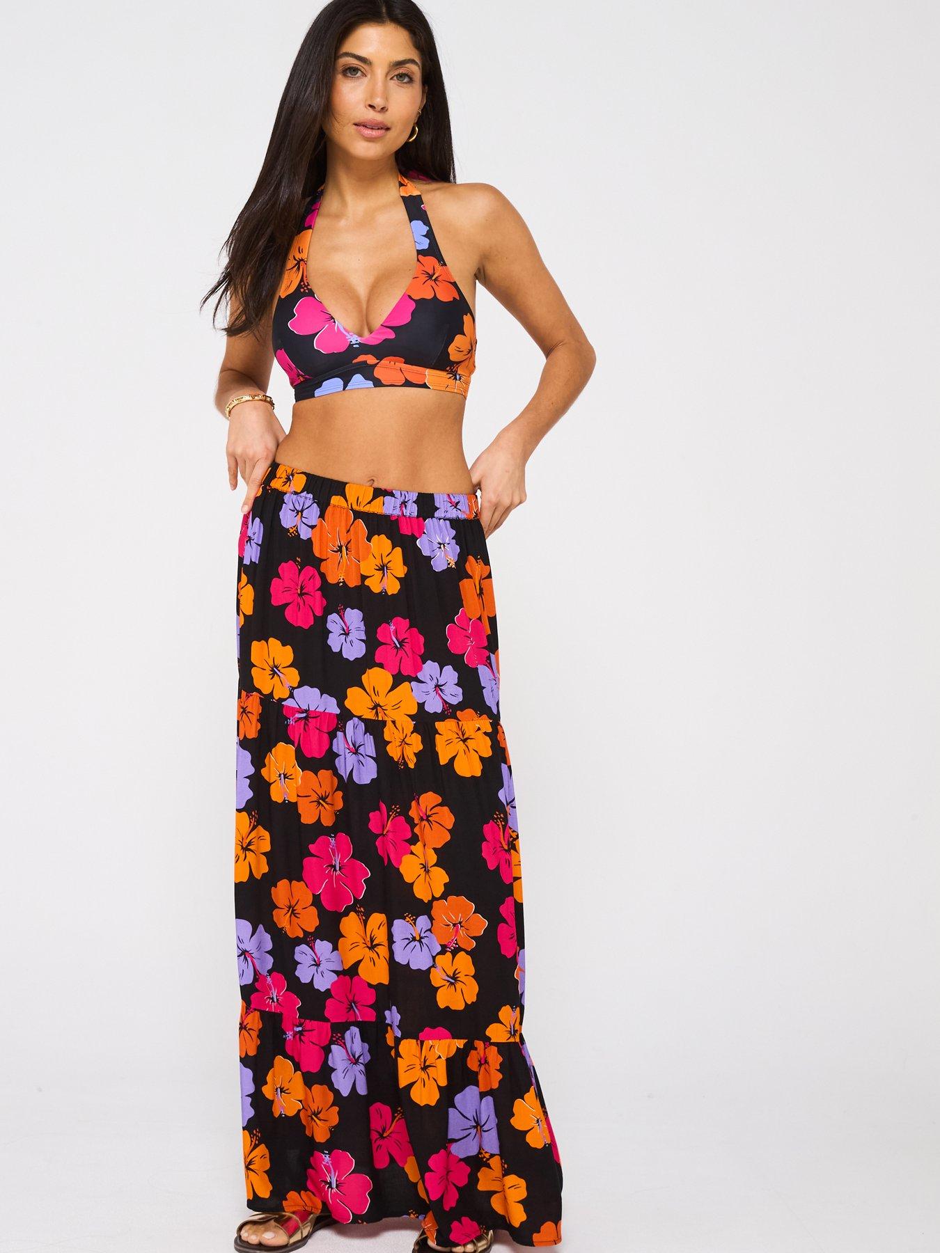 Image 5 of 6 of V by Very Tiered Printed Co Ord Beach Skirt - Print