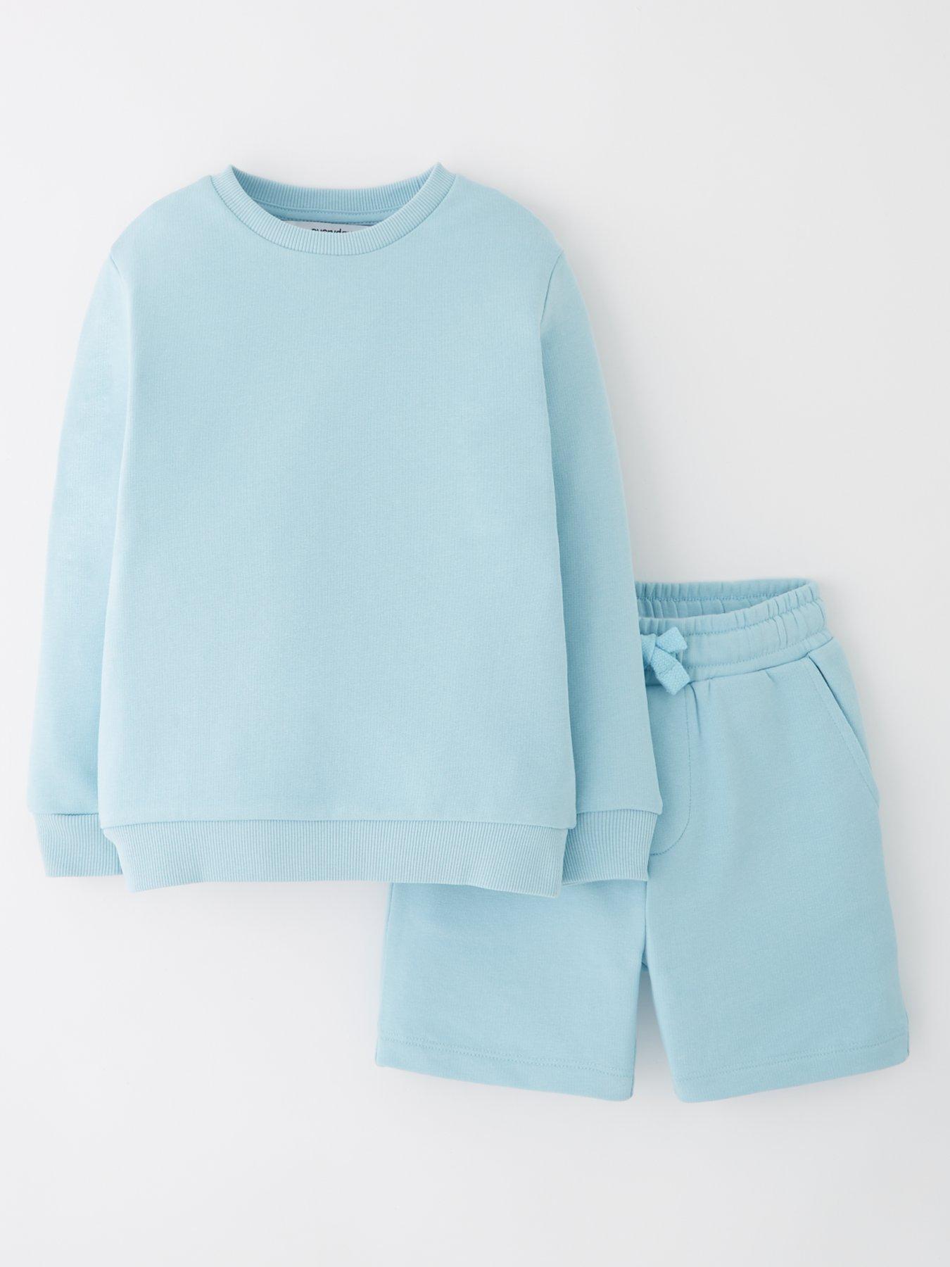 Image 1 of 4 of Everyday Boys Crew Sweat Top And Short Set  - Blue