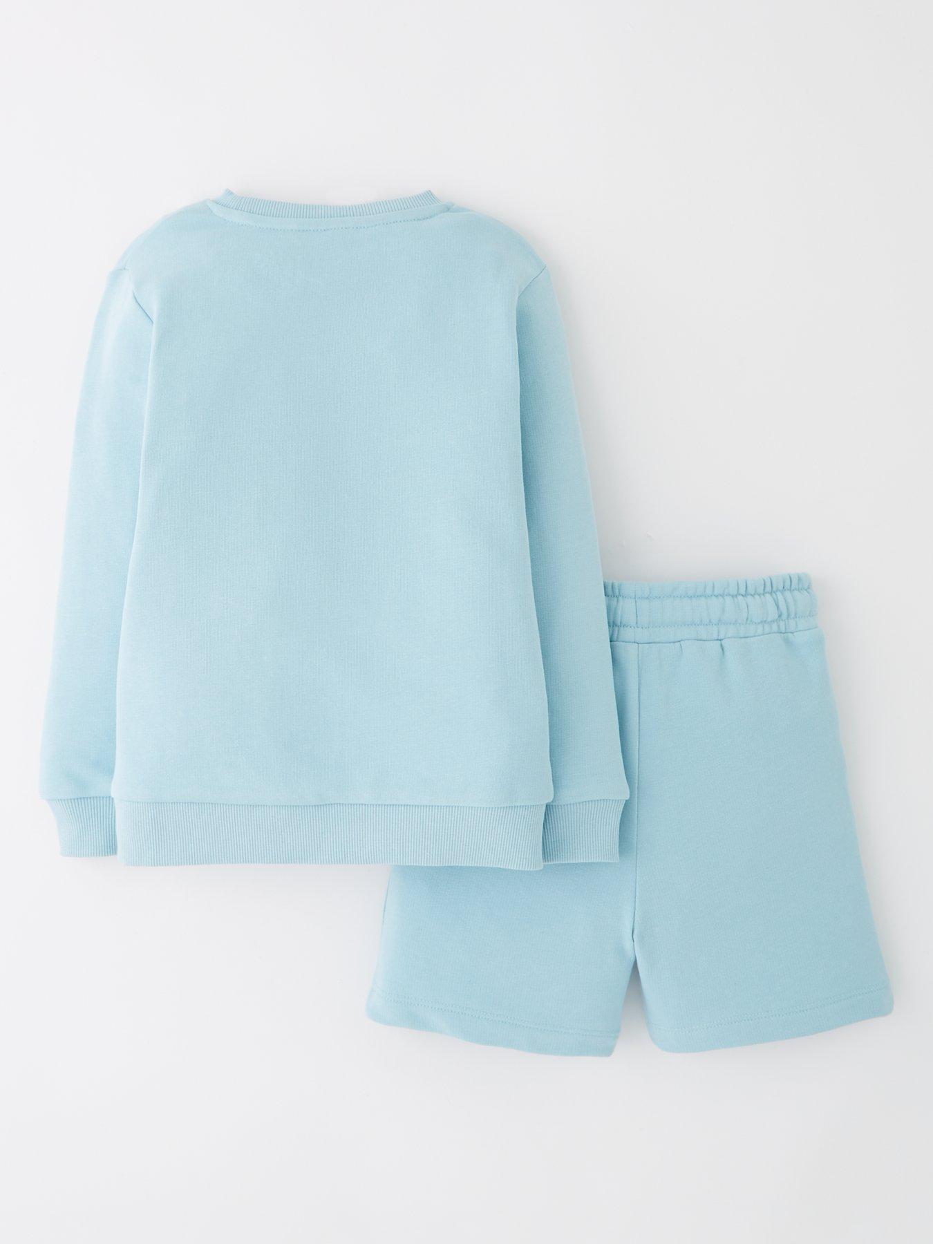 Image 2 of 4 of Everyday Boys Crew Sweat Top And Short Set  - Blue