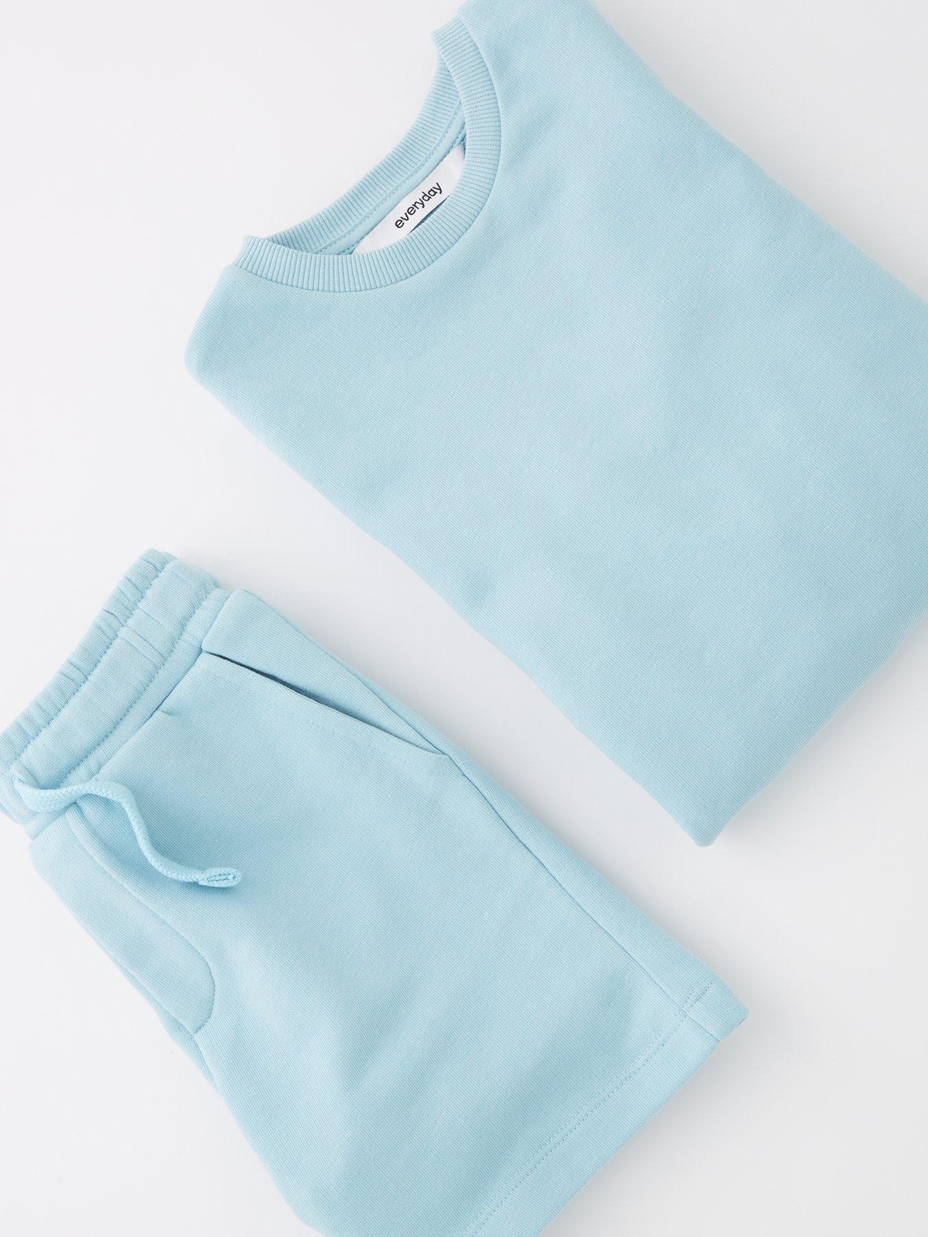 Image 4 of 4 of Everyday Boys Crew Sweat Top And Short Set  - Blue