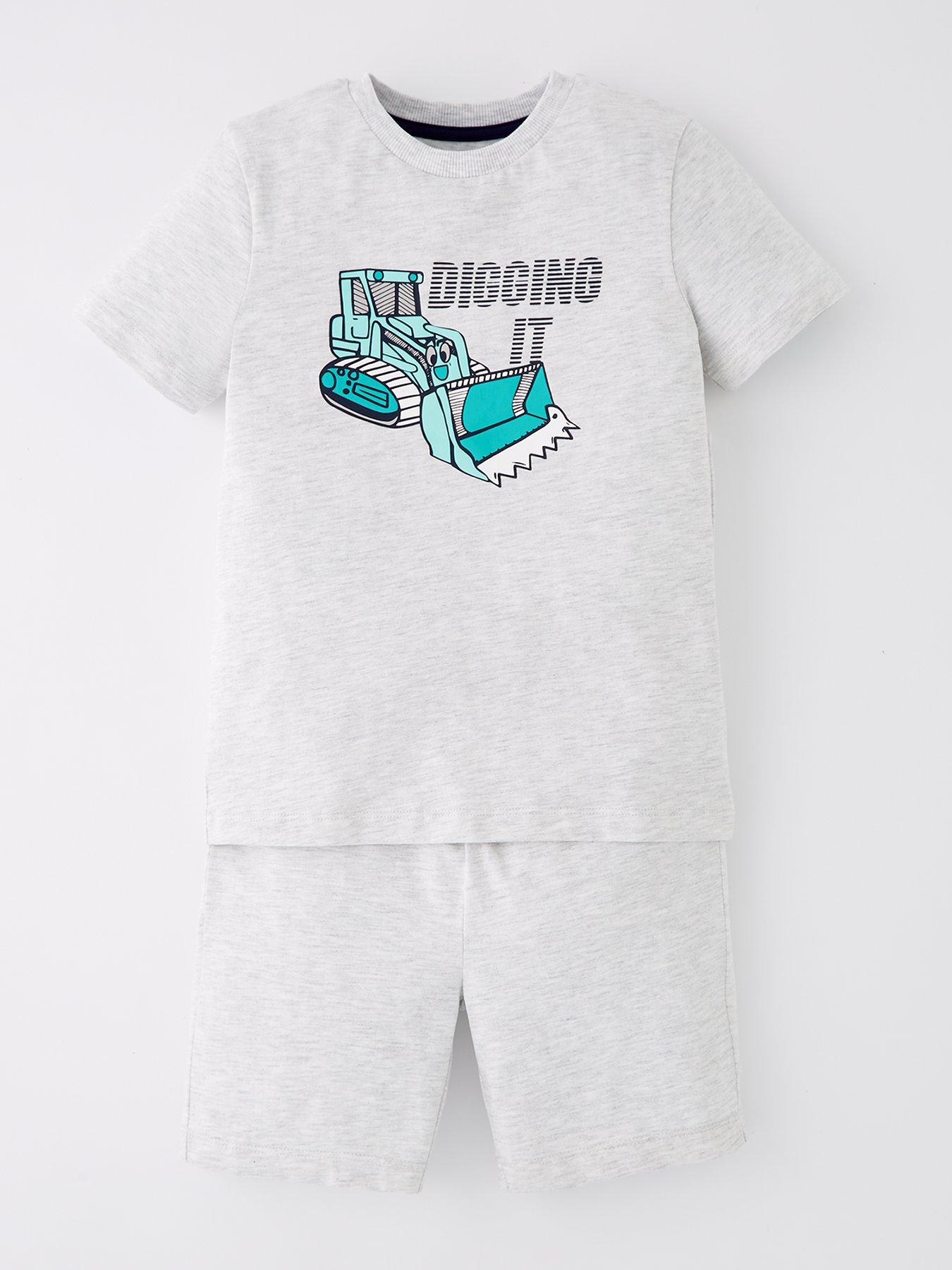 Image 3 of 5 of Mini V by Very Boys 2 Pack Digger All Over Print Shortie Pyjama Set