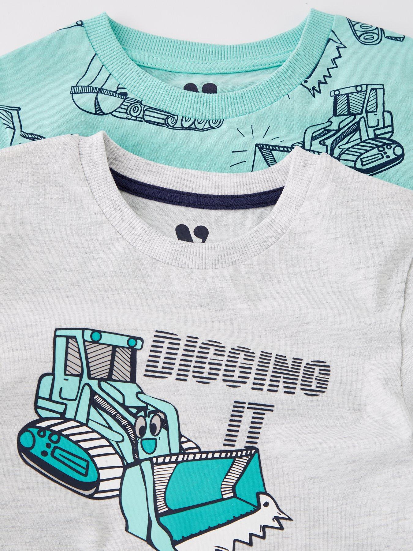 Image 4 of 5 of Mini V by Very Boys 2 Pack Digger All Over Print Shortie Pyjama Set
