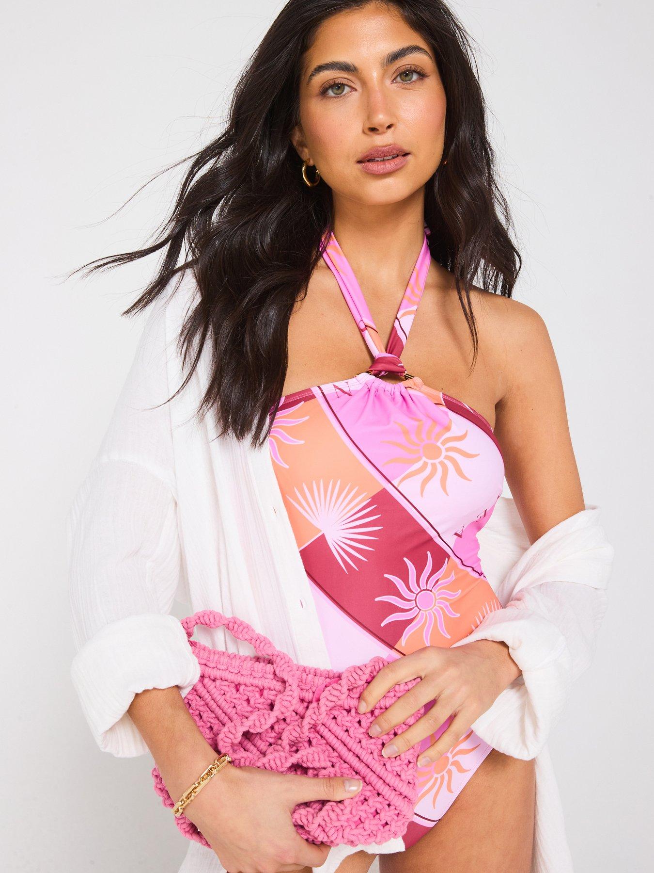 Image 1 of 6 of V by Very Bandeau Detachable Swimsuit - Print