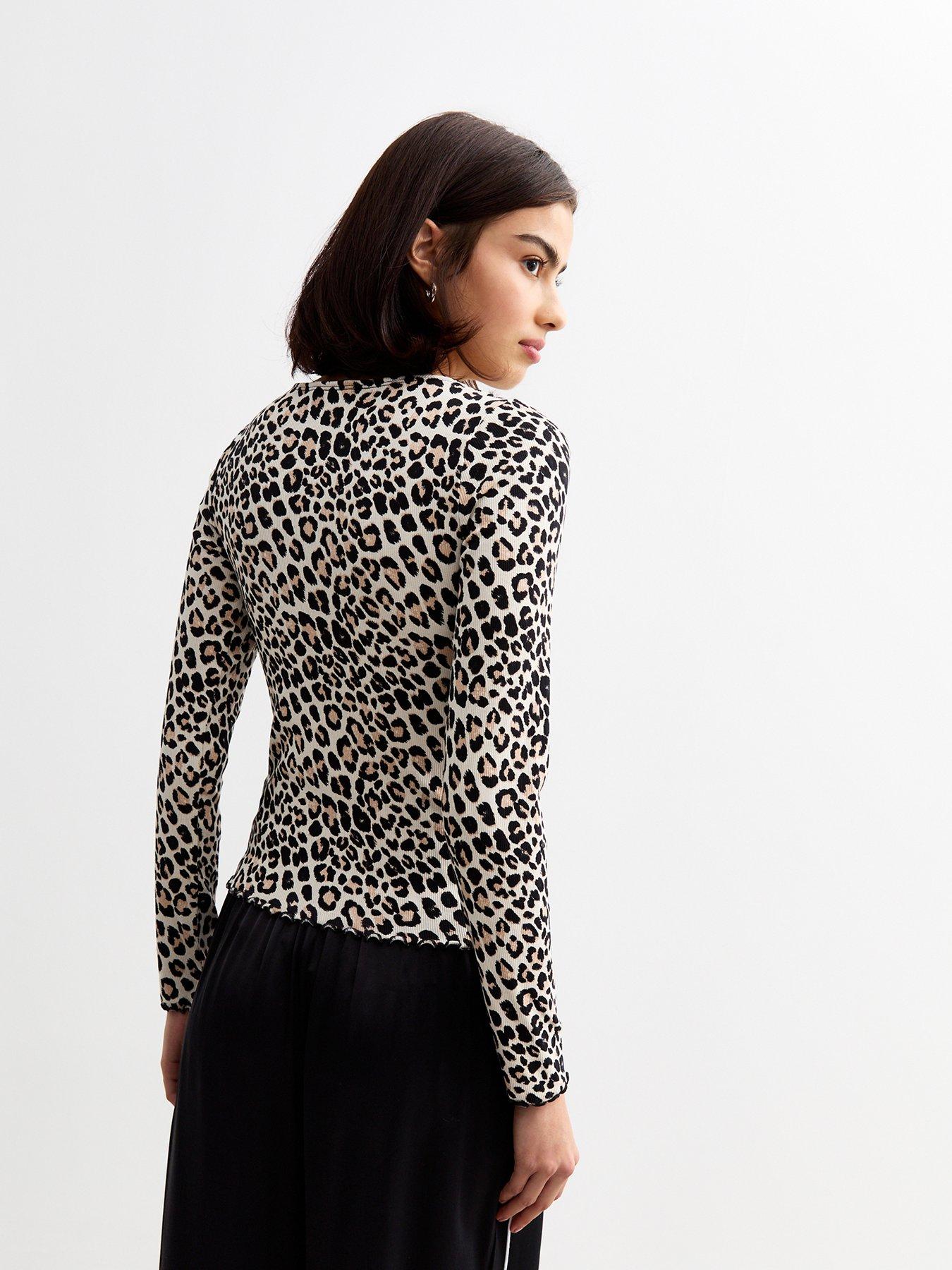 new-look-brown-ribbed-leopard-print-long-sleeve-topstillFront