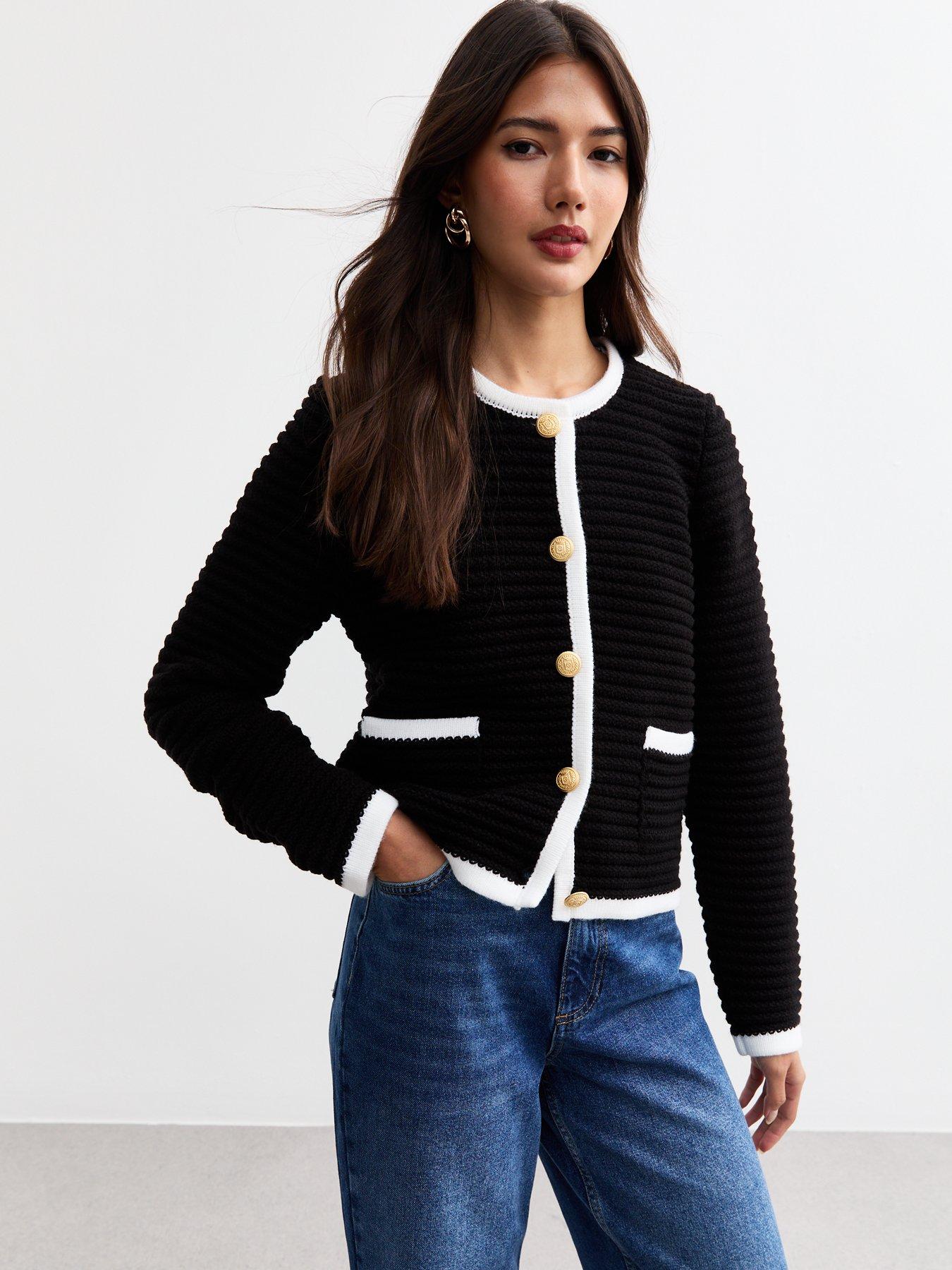 new-look-chunky-ribbed-knit-pocket-cardigan-black