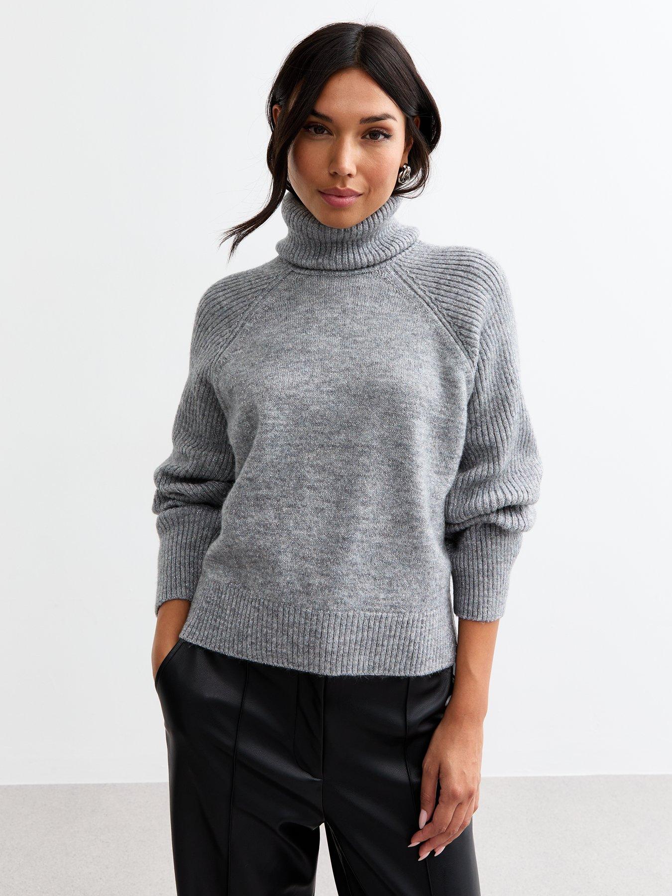 new-look-grey-ribbed-sparkle-knit-roll-neck-jumper