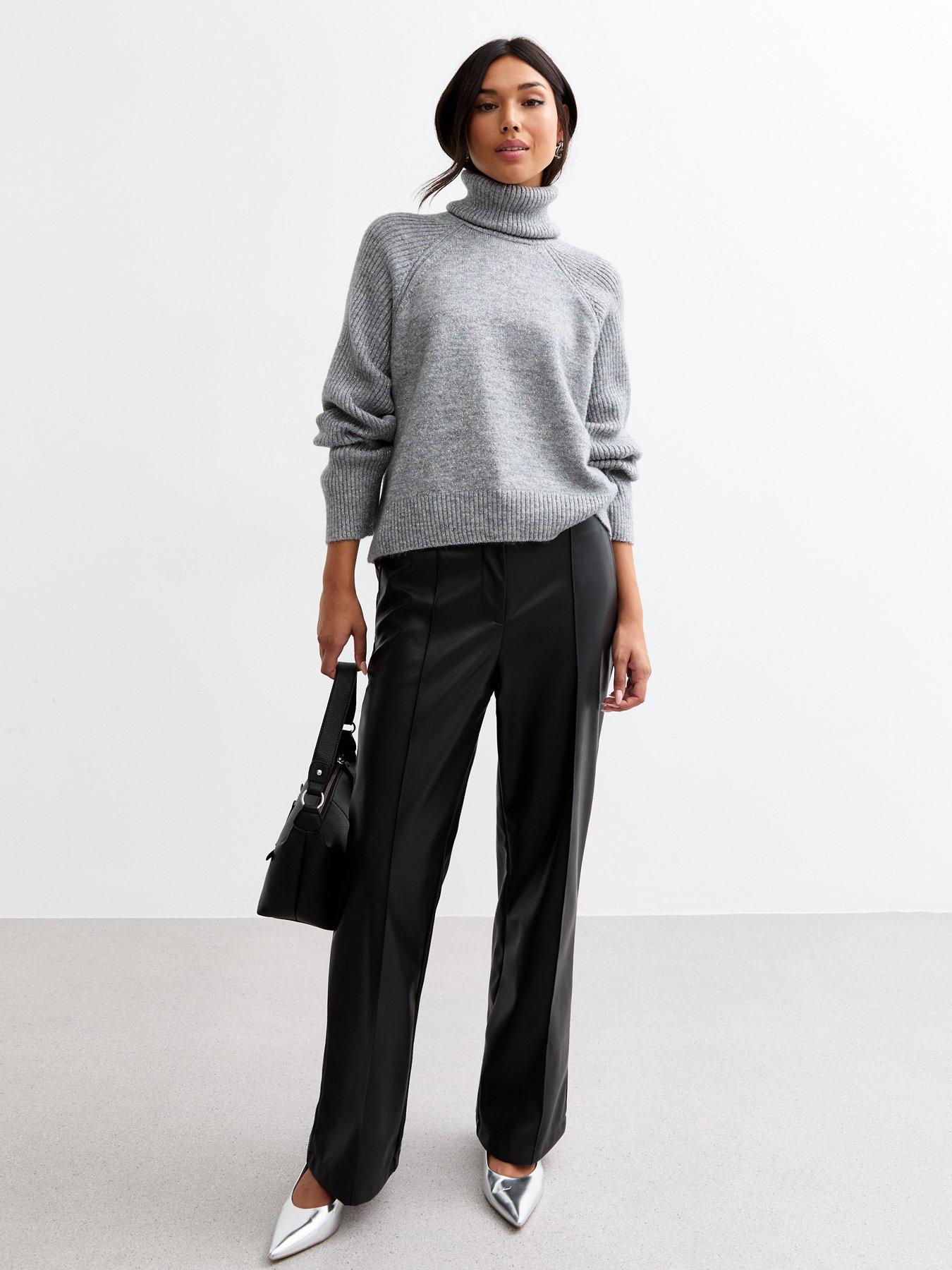 new-look-grey-ribbed-sparkle-knit-roll-neck-jumperback