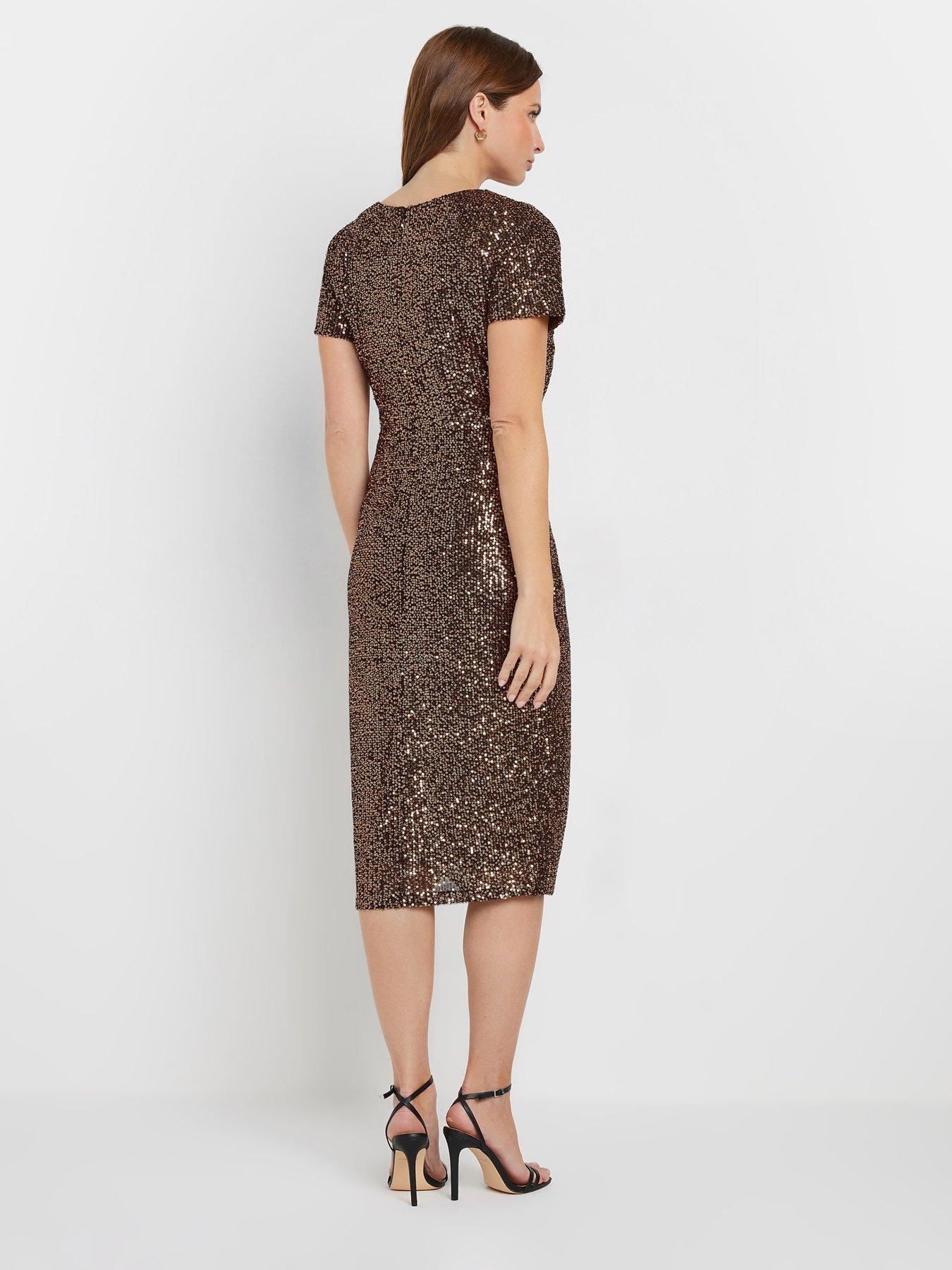 mco-sequin-wrap-shift-dress-goldstillFront